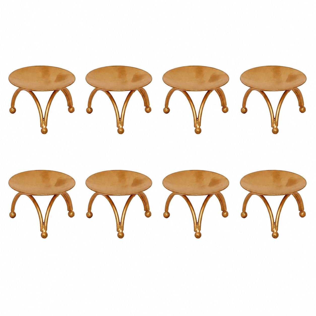 Candle Holder Set of 8 Pieces Gold Iron | 2.5 Inch Plate for LED & Wax Candles | Decorative Pedestal Stand for Table Décor, Wedding, Diwali & Home Decoration-image-36