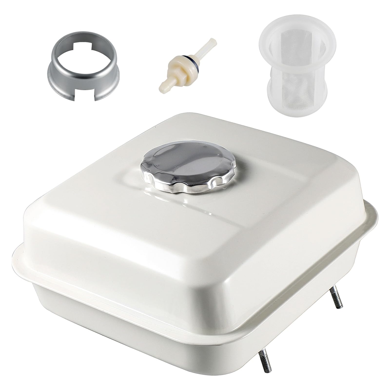 HGCFuel Tank For Honda GX160 5.5HP GX200 6.5HP GX140 White Engine with Petcock Gas Cap Filter Replaces 17510-ZE1-020ZA