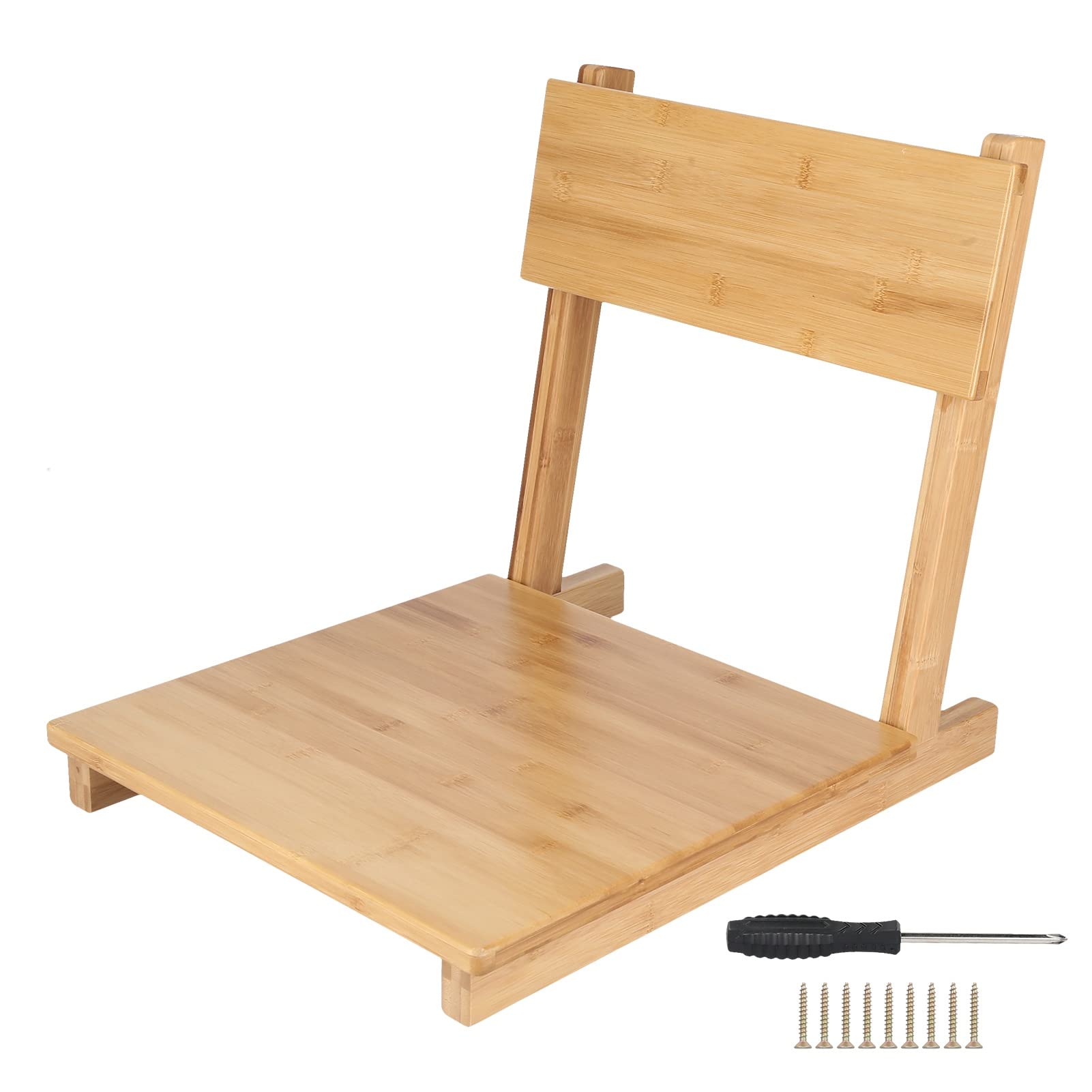 Tatami Stuhl aus hochwertigem Bambus, glatt poliert, neigbare Rückenlehne, japanischer Zimmerstuhl für traditionelle und moderne Räume, ergonomisch, langlebig, Holzfarbe Originalfarbe, i