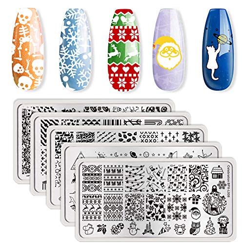 BORN PRETTY Rectangle Nail Stamping Plates Halloween Christmas Nail Art Snow Geometric Animal Fashion Theme