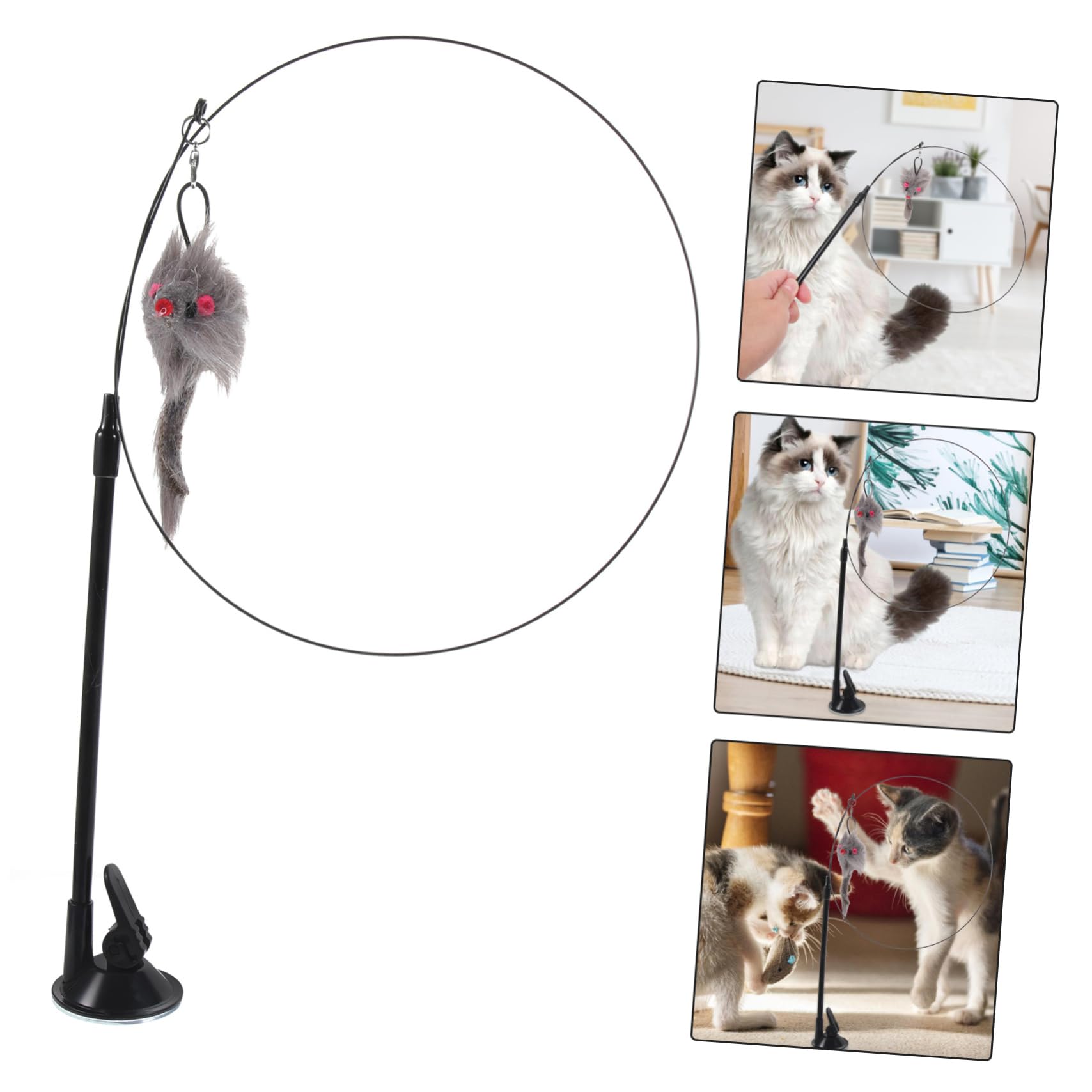 Happyyami Jouet Interactif pour Chat avec Ventouse Canne De Amusante pour Renforcer Le Lien avec Votre Animal Et Instincts De Chasse