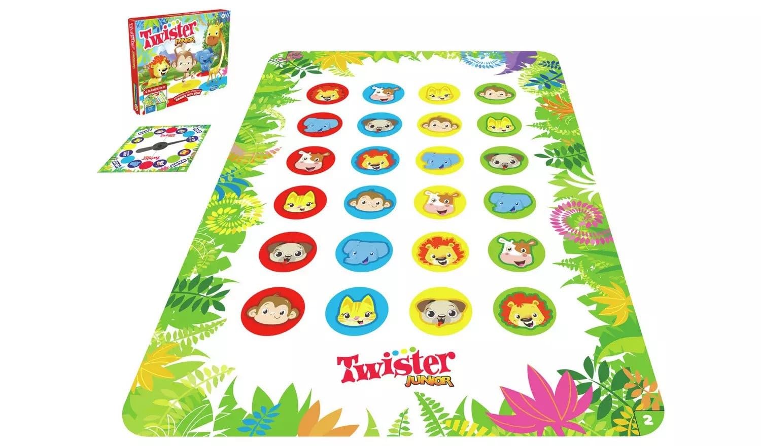 Hasbro Gaming Twister Junior Game, Animal Adventure - Tappetino 2 Lati, 2 Giochi in 1, Gioco per Interni, per 2-4 Giocatori