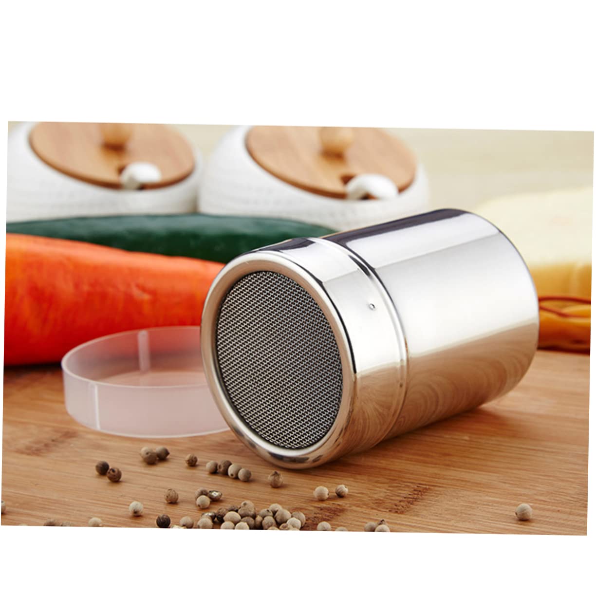 GRIRIW Large Size Stainless Steel Sugar Pepper Shaker Air-tight Lid for Baking Random
