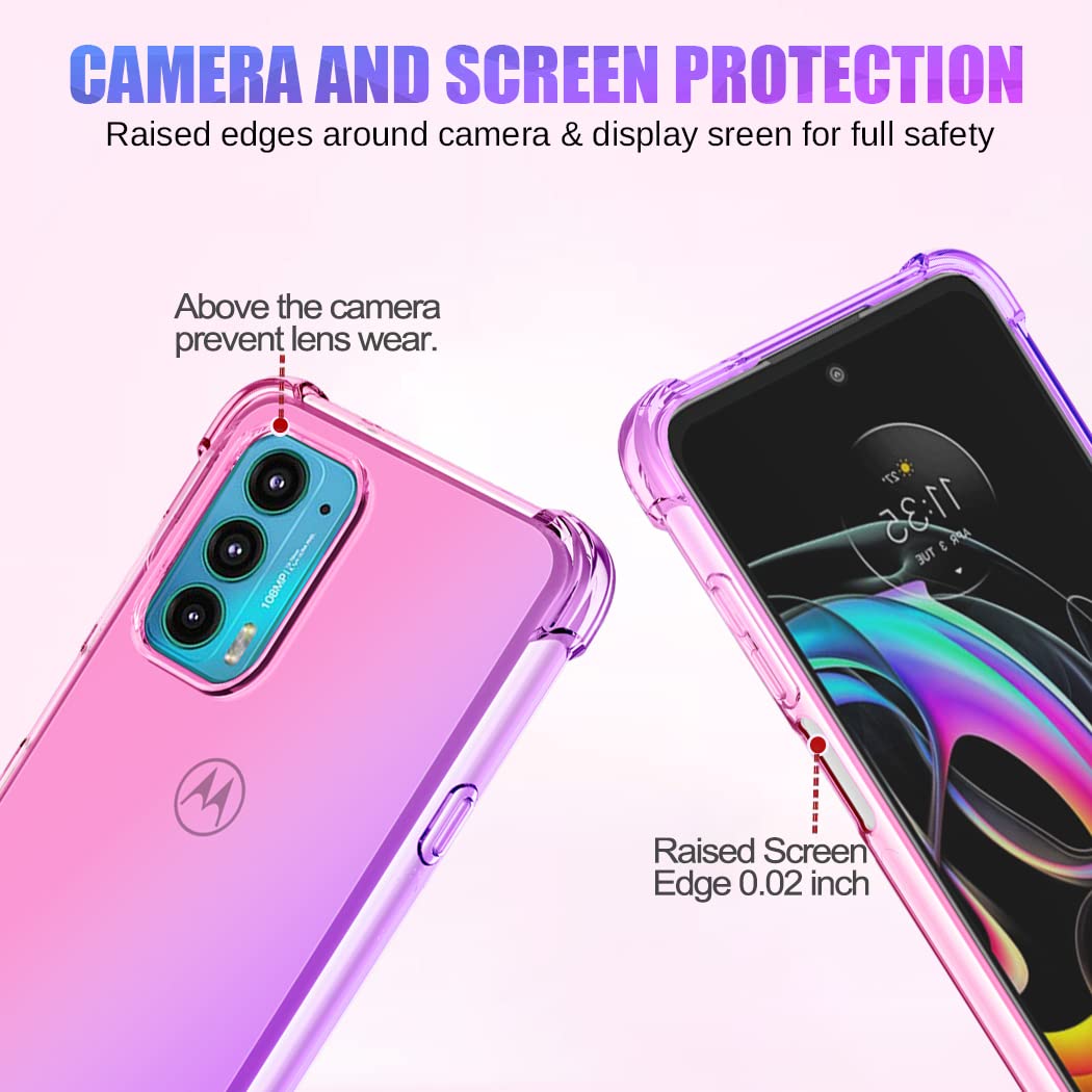 Custodia per Moto Edge 20 Case, per Motorola Edge 20, Copertura Morbida in TPU Sfumato - Antigraffio Ultra Sottile con Protezione Antishock Cover per Motorola Moto Edge 20 Rosa/Viola