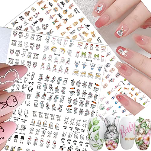400+Designs Easter Nail Art Stickers Decals 3D Water Transfer Nail Sticker Holidays Nail Decoration Supplies Cute Rabbit Bunny Pattern Design For Women Girls Kids Easter Diy Manicure Art #TOP3
