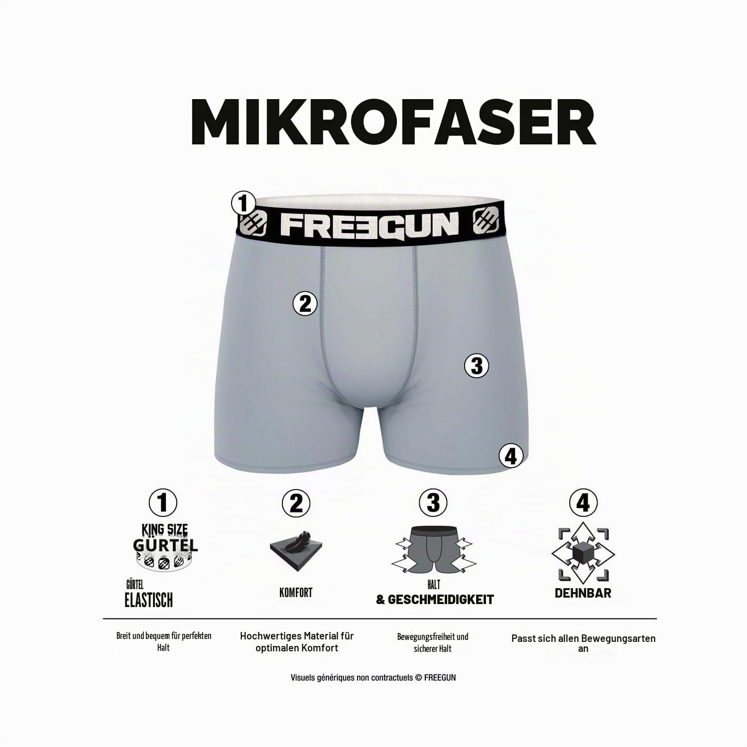 FREEGUN Hyraw Herren-Boxershorts, Piraten-Skull, originell und bequem (4 Stück)