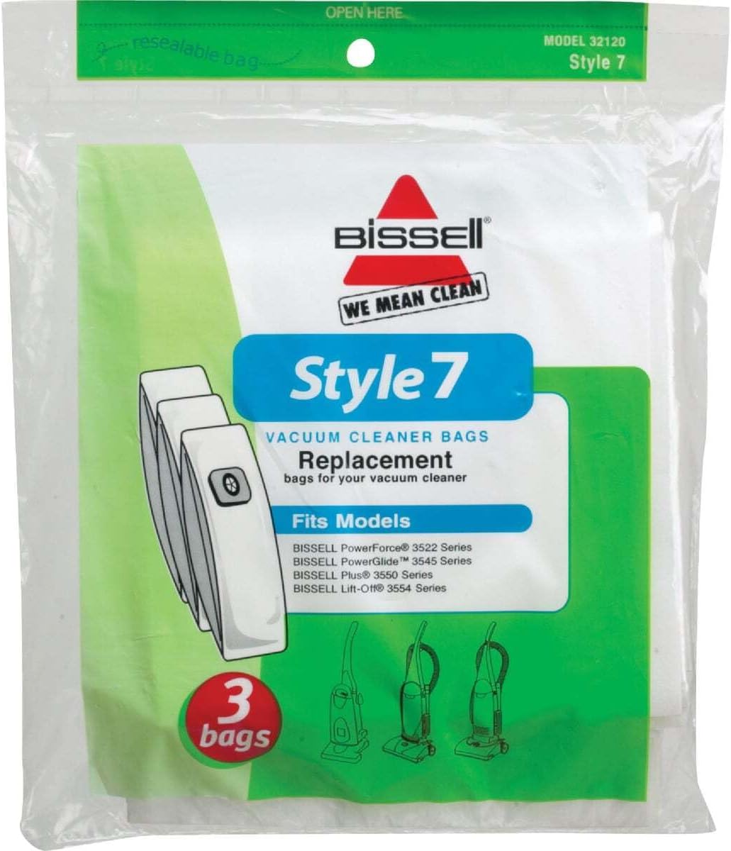 Vacuum Cleaner Bags Genuine Bissell Style 7 3 Bags in A Pack Vacuum Cleaner Bags (1 Pack of 3, Model Number: 32120