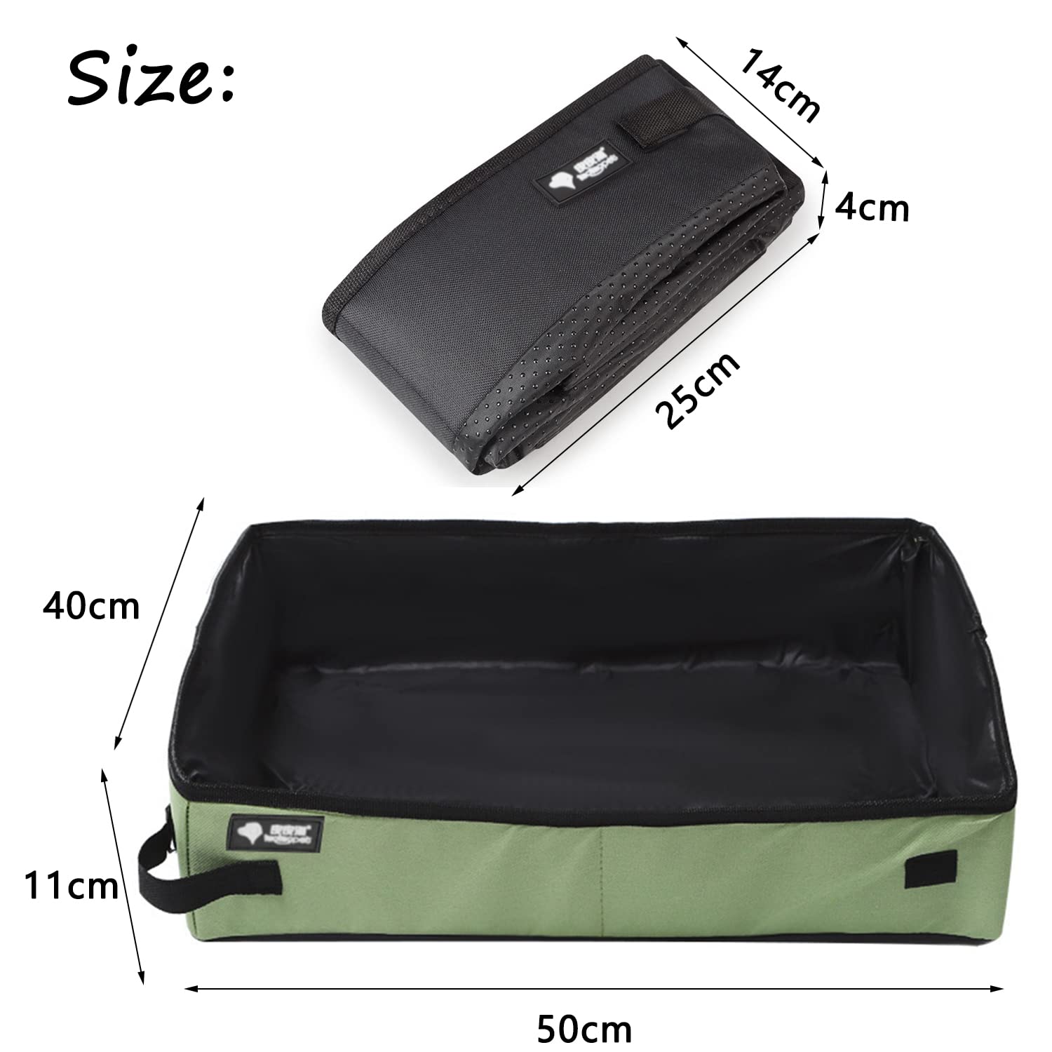 Opvouwbare draagbare kattentoilet, 50 x 40 cm, kattenbak, opvouwbaar, voor op reis, waterdicht, eenvoudig te reinigen, voor huisdieren, outdoor, camping, thuisgebruik, groen Opvouwbare draagbare kattentoilet, 50 x 40 cm, kattenbak, opvouwbaar, voor op reis, waterdicht, eenvoudig te reinigen, voor huisdieren, outdoor, camping, thuisgebruik, groen