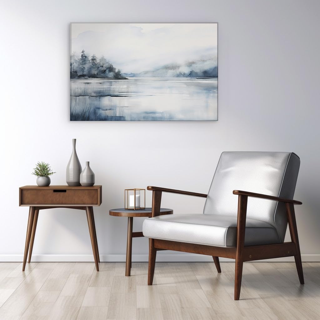 Canvas for Living room. Whispering Winter Serenity: A Portrait of Nature's Calm, 27 x 18 inch Canvas Wall Art - Contemporary Masterpieces - Modern Home Decor