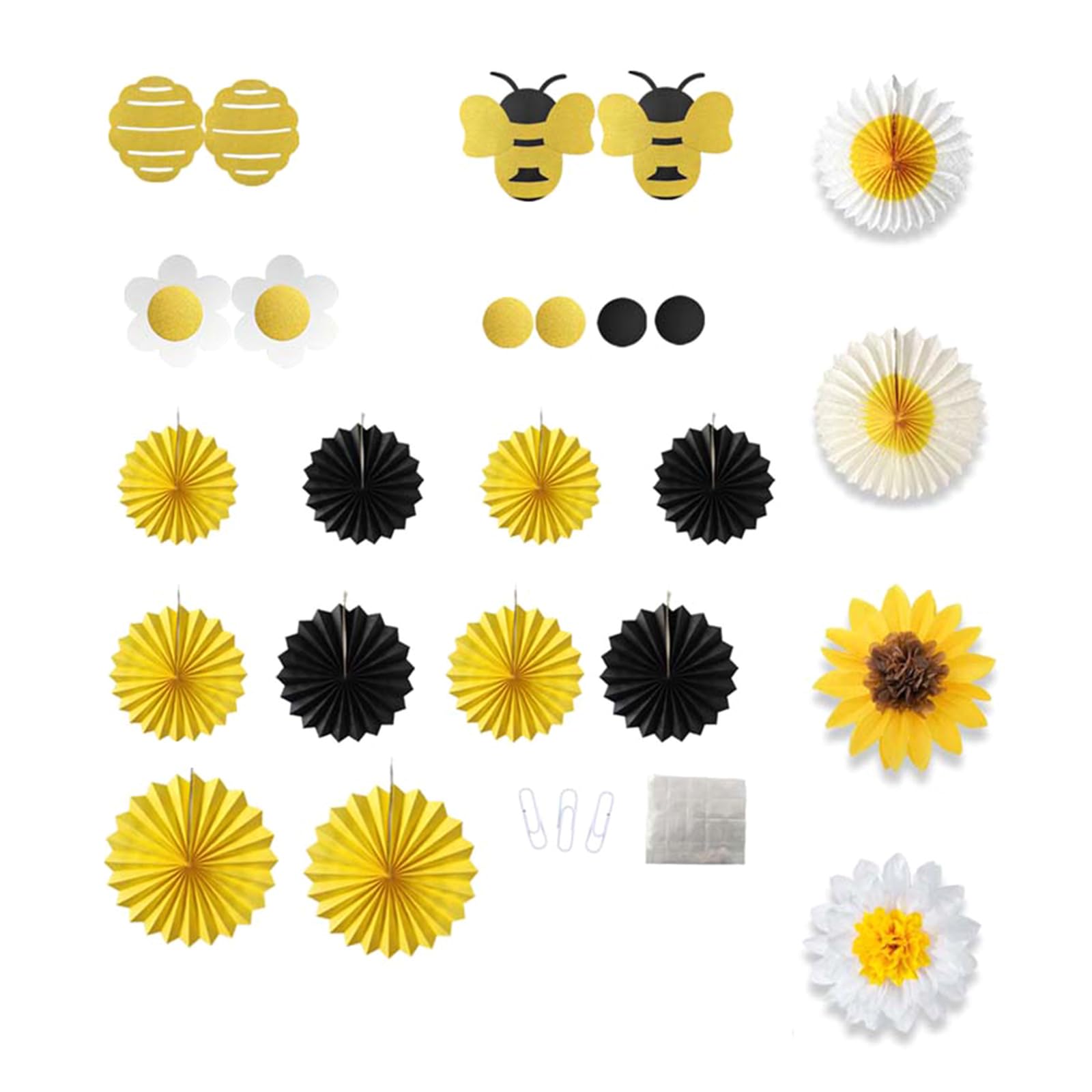Kalttoy Of 14pcs Colorful Sunflowers Honeys Combs Fan Cutouts Craft Supplies for Themed Parties Event Decorations User Friendly Party Supplies