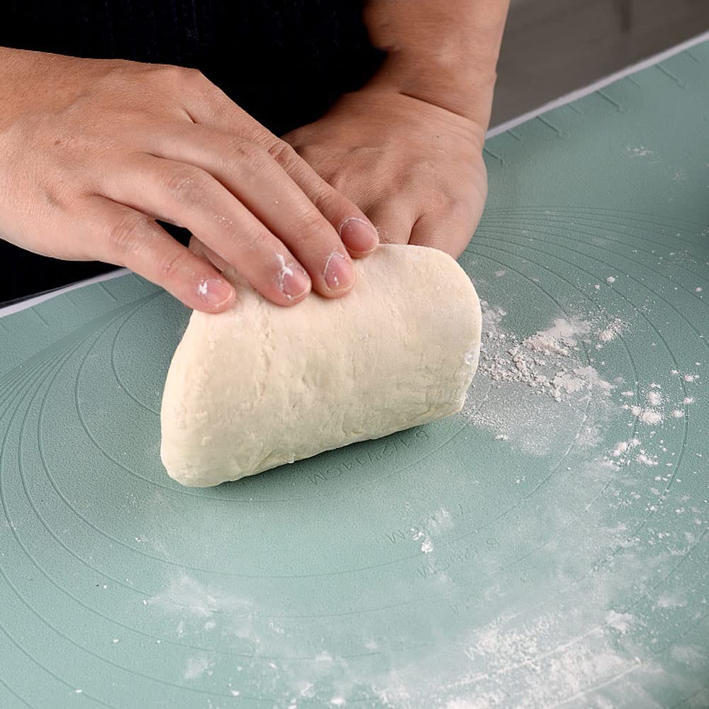 Alfombrillas De Silicona para La Cocina para Hornear Pequeñas, Resistentes Al Calor, No Se Pegan A La Masa con Medidas, No Resbalan, para Hacer Galletas,Pan Y Pastelería,Verde