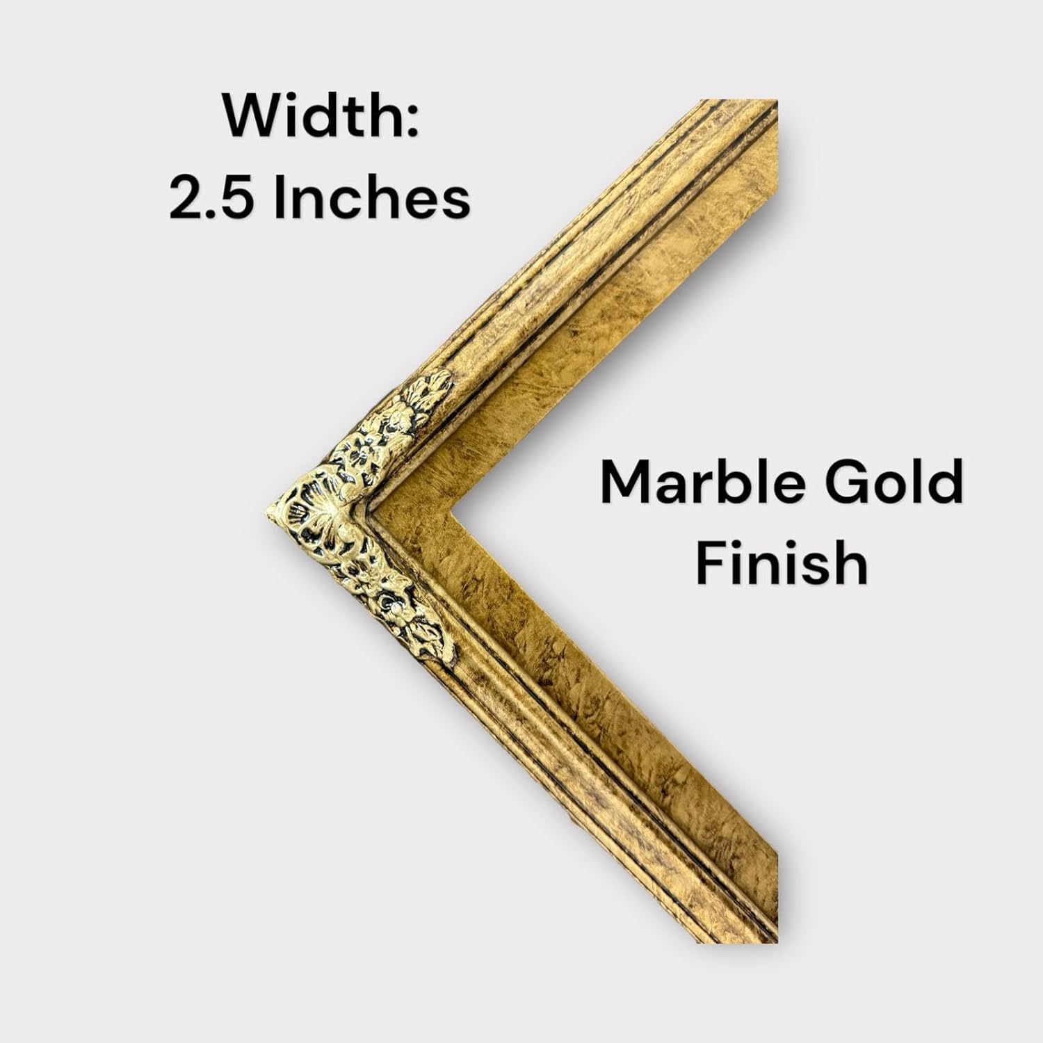 32,43,50,55 Inch Handcrafted ornate TV frame for Samsung The Frame TV and Pro Model. Marble Gold Finish (not for use with other tv models) (55 INCH)