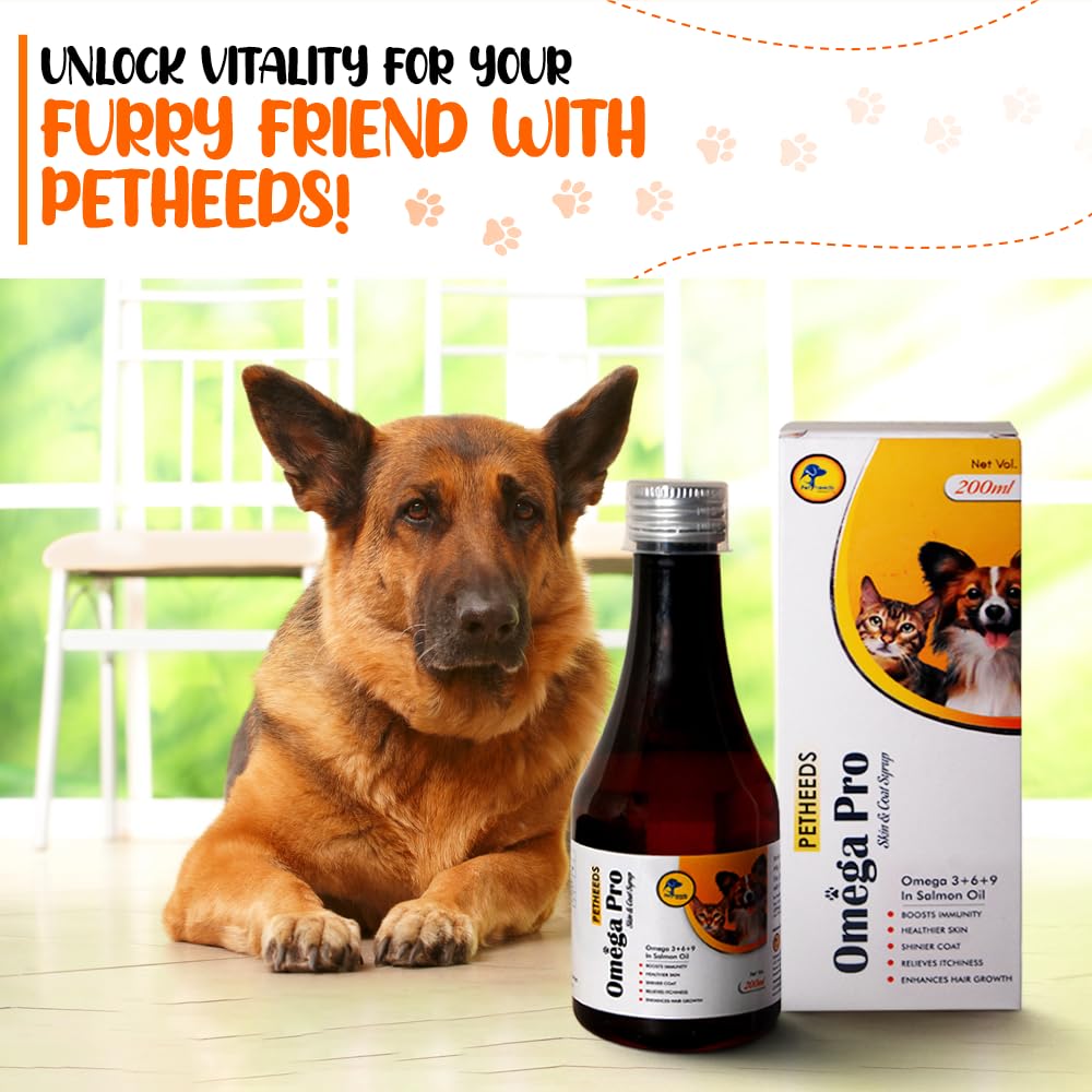 Petheeds Omega Pro Skin & Coat Syrup for Dogs & Cats 200ml – Natural Salmon Oil Rich in Omega 3, 6 & 9 Supplement 4