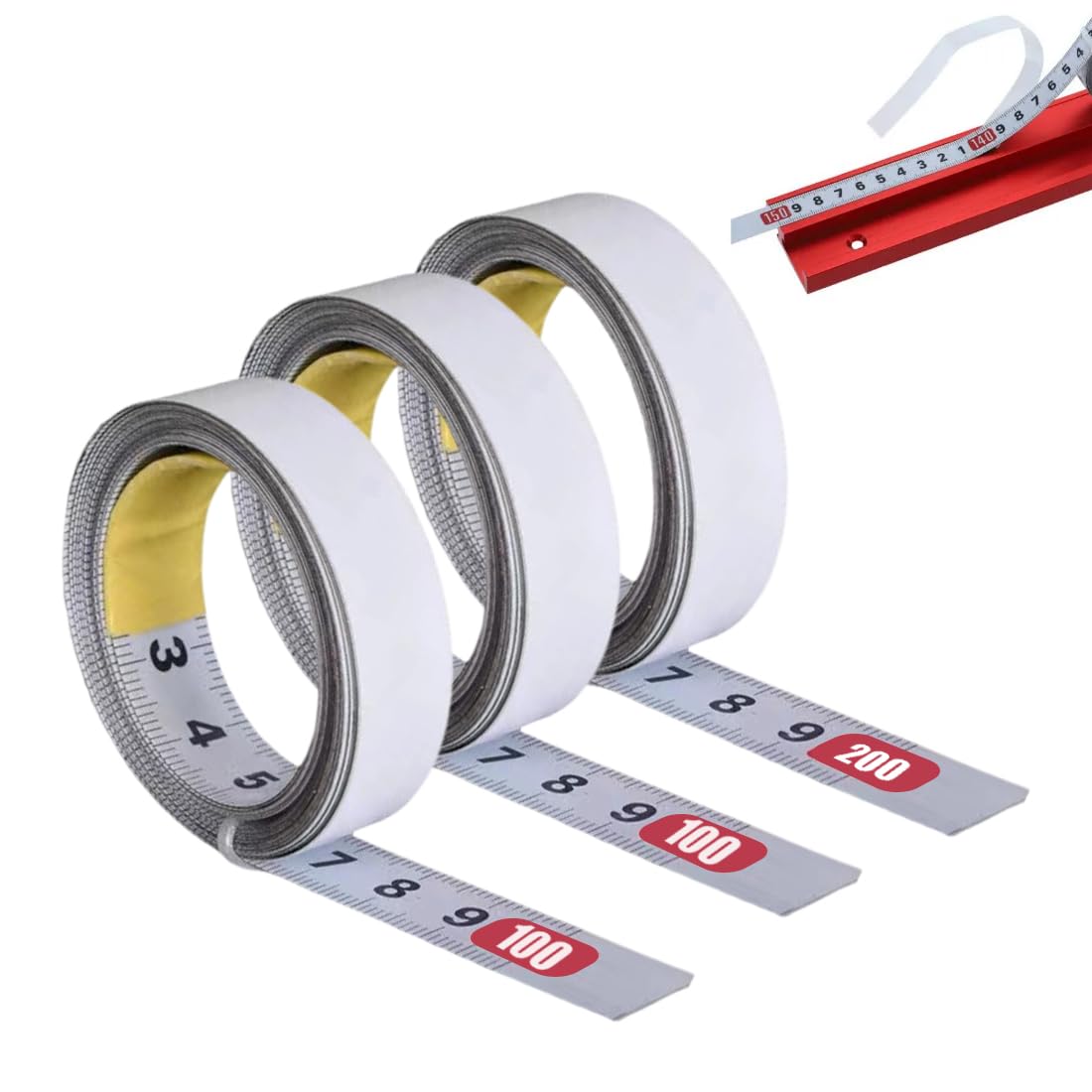 3 Piezas Cinta Metrica Autoadhesiva, Regla de Escala Métrica Autoadhesiva, para Mesa de Carpintería, para Bancos de Trabajo