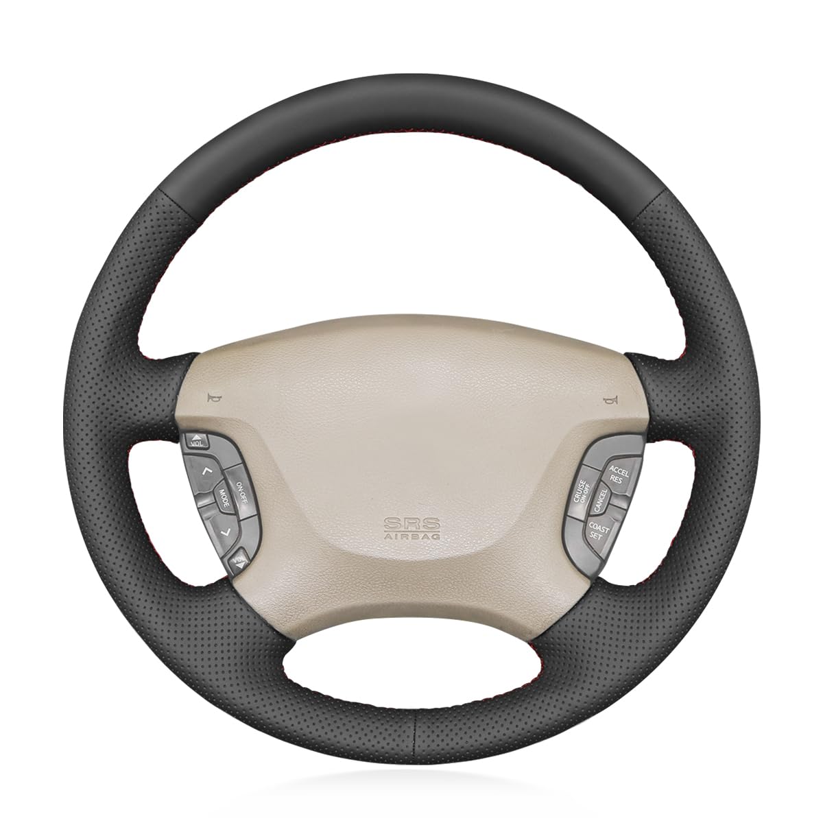 MEWANT Funda de volante de piel sintética negra cosida a mano para Nissan Patrol Y61 1997-2015/Nissan Maxima 2000-2003