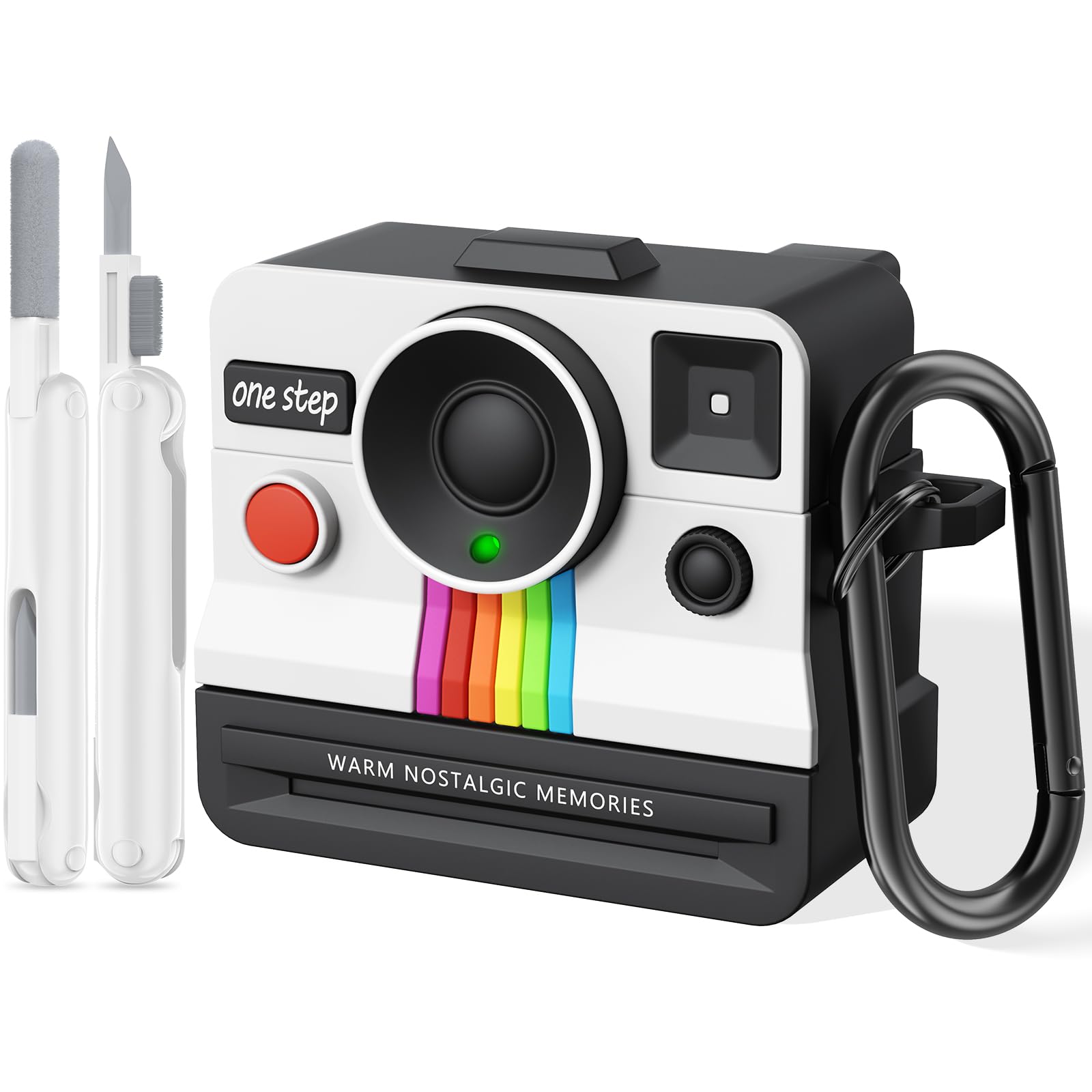 Retro Cases for Apple Airpods 4 Case Cover Women - VISOOM Cute Silicone Camera Airpods 4th Generation Case Keychain with Cleaner Kit,Support Magsafe Charging for iPod Air Pod 4 Cases,White