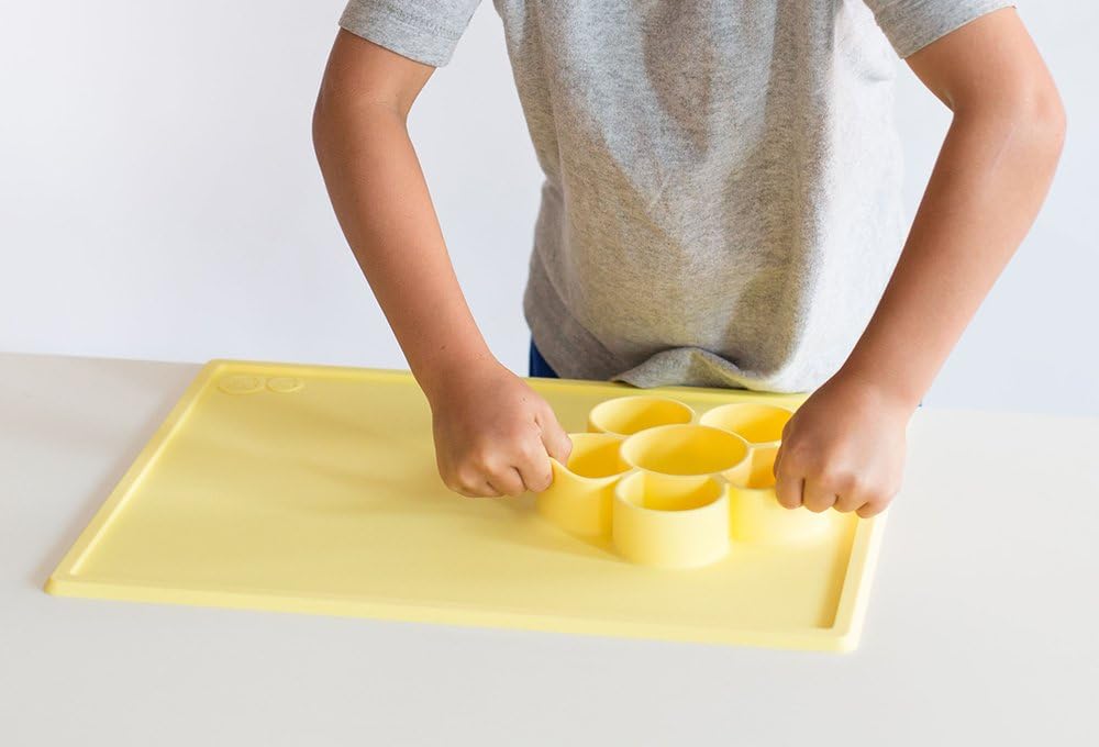 Sage Green Silicone Suction Play Mat with Flower Compartments