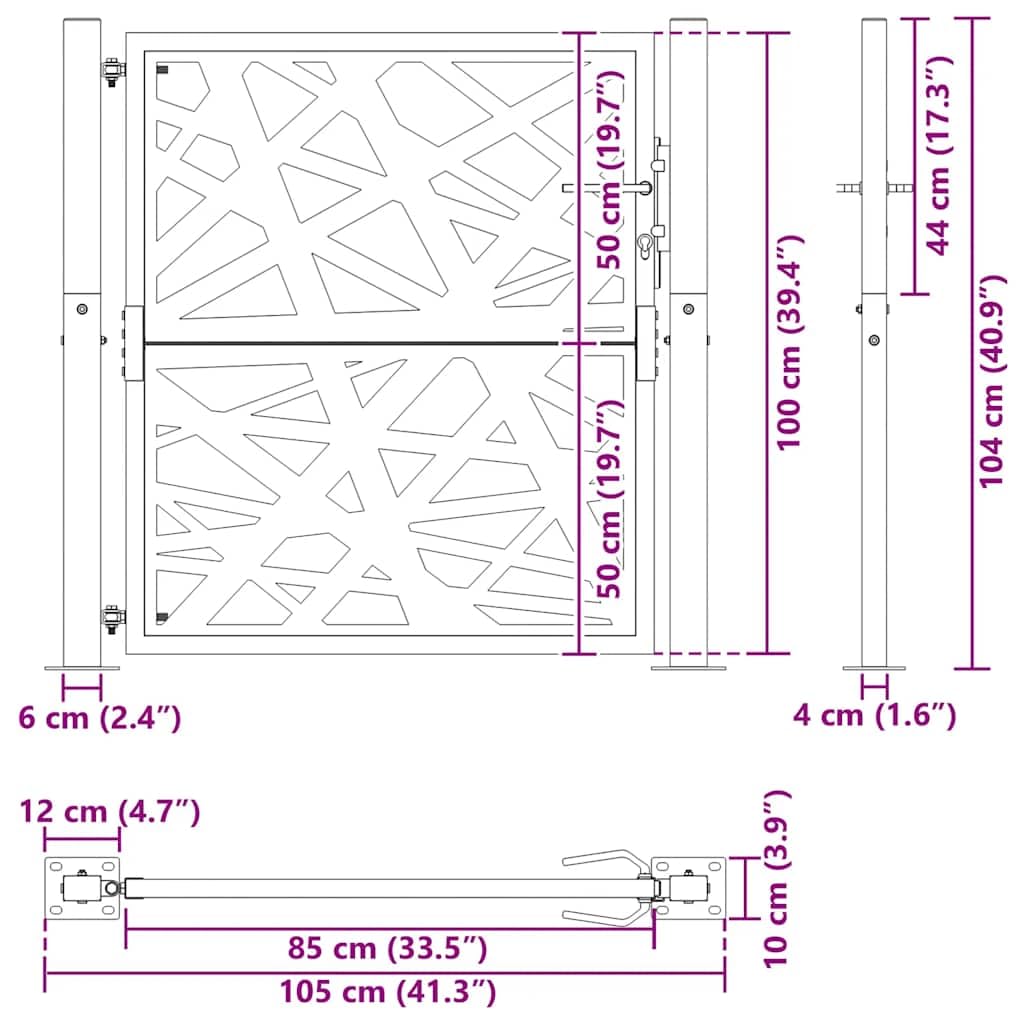 vidaXL Puerta de jardín de Acero Negra diseño Luminoso 100x100 cm, Puerta de Cerca, Puerta Exterior, Puerta de Metal, Puerta de Seguridad