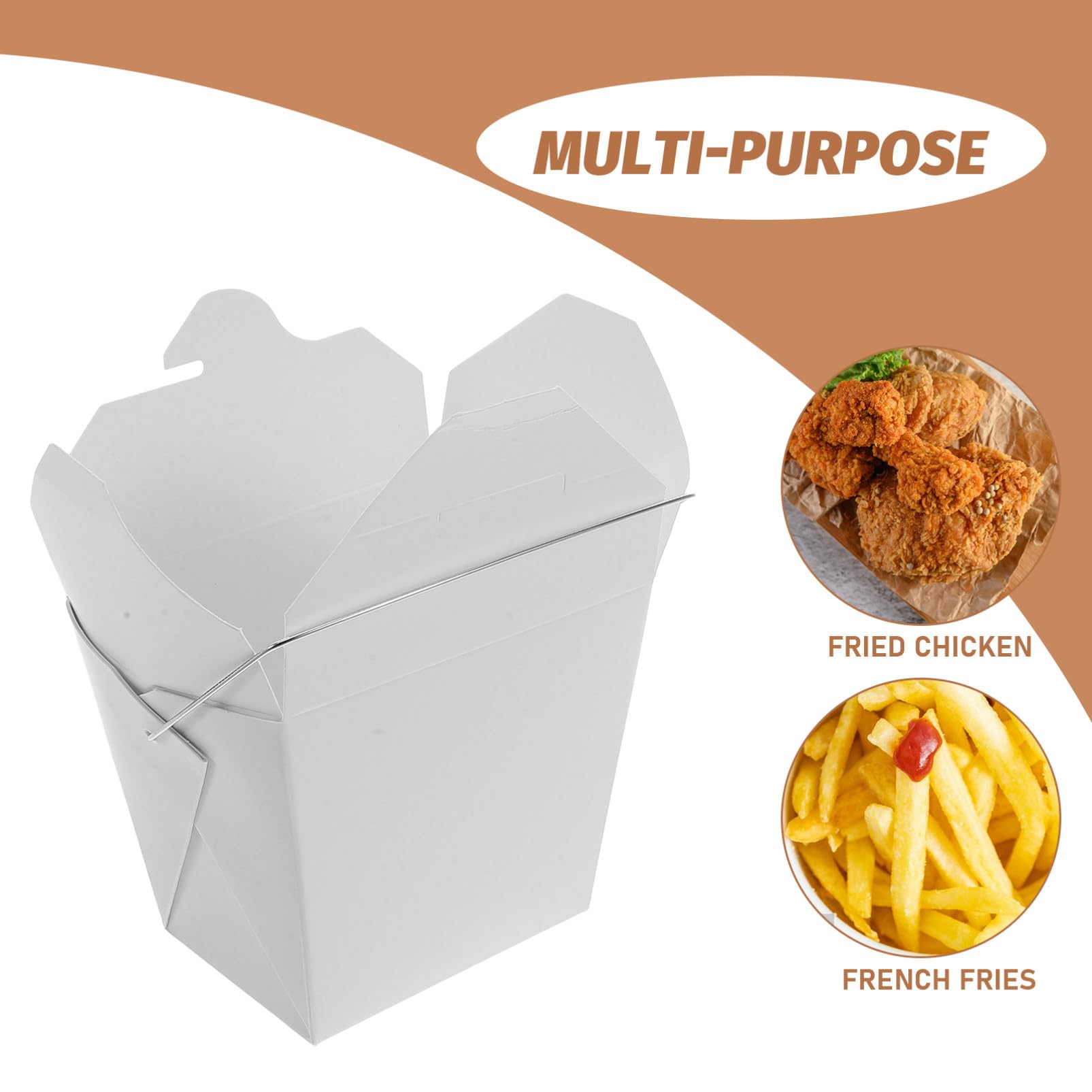 VICASKY 50 Stück Kleiner Take Away Boxen aus Karton mit Drahtgriff Lebensmittelechte Mitnahmebehälter für Kalte und Warme Speisen Handliche Essensbehälter für Chinesisches Gericht