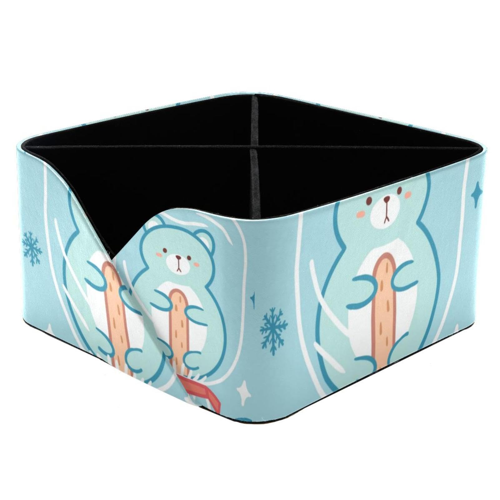 Porte-stylo ours à 2 compartiments pour bureau et rangement de maquillage