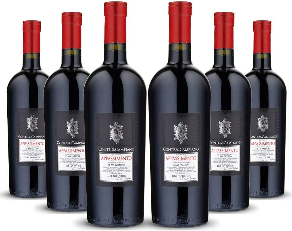 Conte di Campiano Negroamaro Appassimento IGT Salento (6 x 0,75 l) | Jean Jartin Sparpaket mit #OLIVAS Sevillanas — die Königin der Oliven (80g ATG)