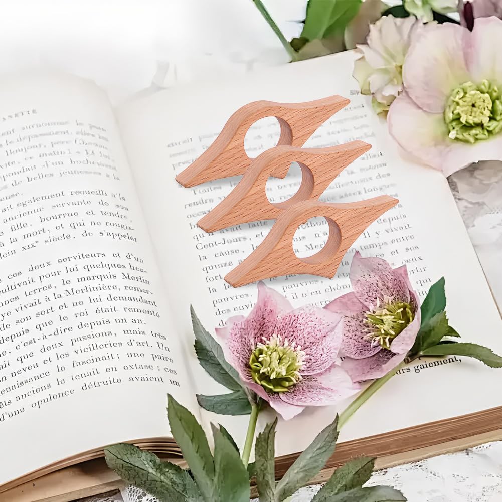 Wooden Thumb Book Holder 3pcs ， Organizador de Páginas de Lectura con Diseño Único, para Amantes de los Libros & Lectores ，Asistente de Marcador para Marcado de Páginas & Lectura