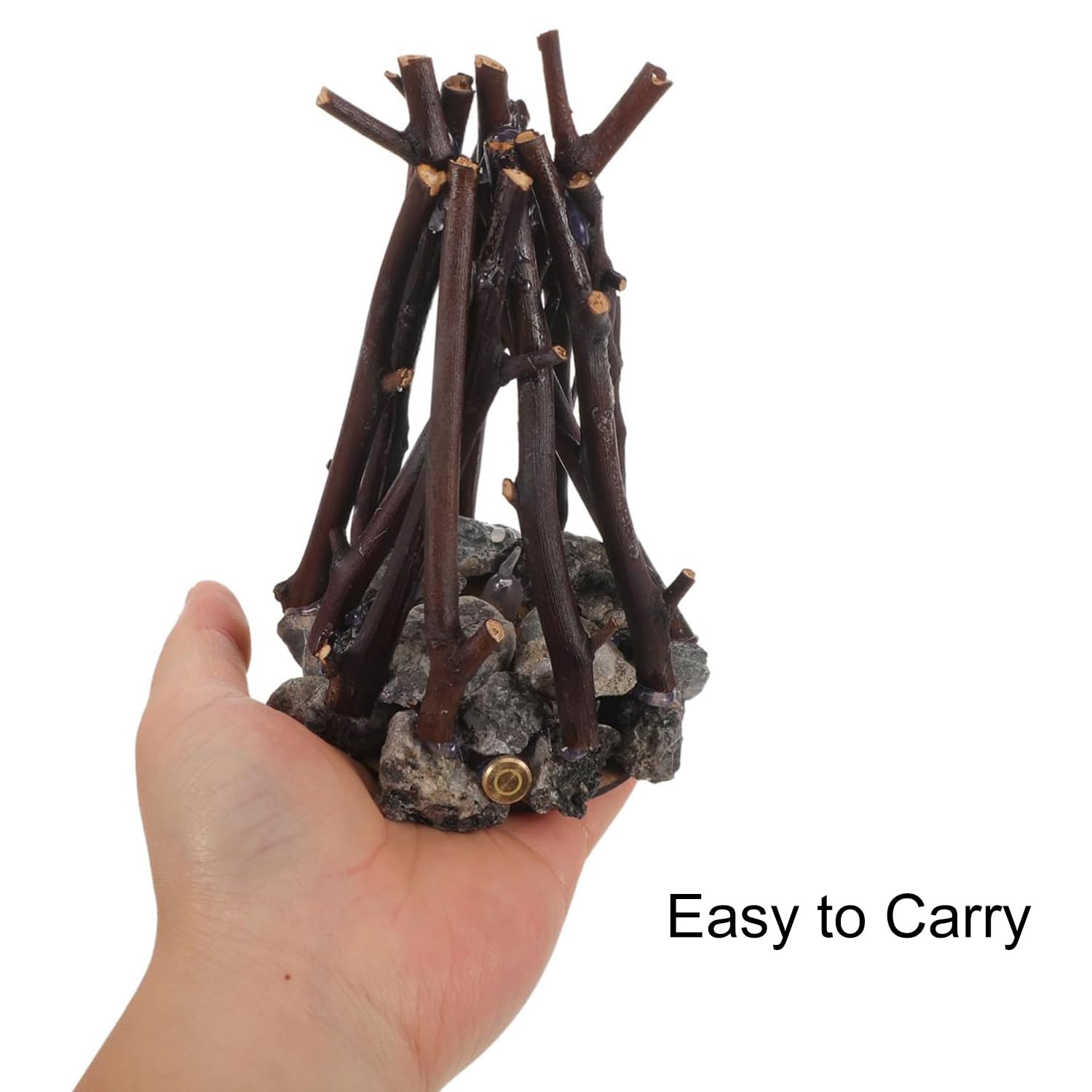Luz de Hoguera Retro con Efecto de Hoguera de Campamento Lámpara de Llama LED Recargable Forma de Rama de Árbol 3 Modos Seguridad Interior Exterior para Sobremesa Hogar Decoración Navideña