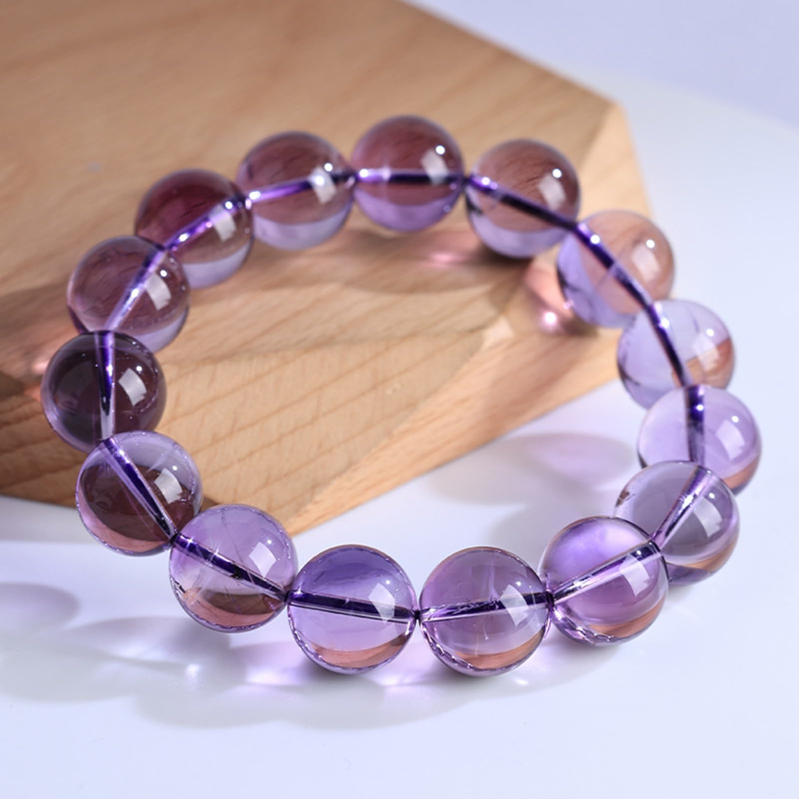 Pulsera de Amatista de Grado 7A | Pulseras de Cristal con Piedras energéticas | Pulsera de Cuentas de Piedras Preciosas Naturales para Mujeres y niñas | Accesorios de Moda,13~14mm