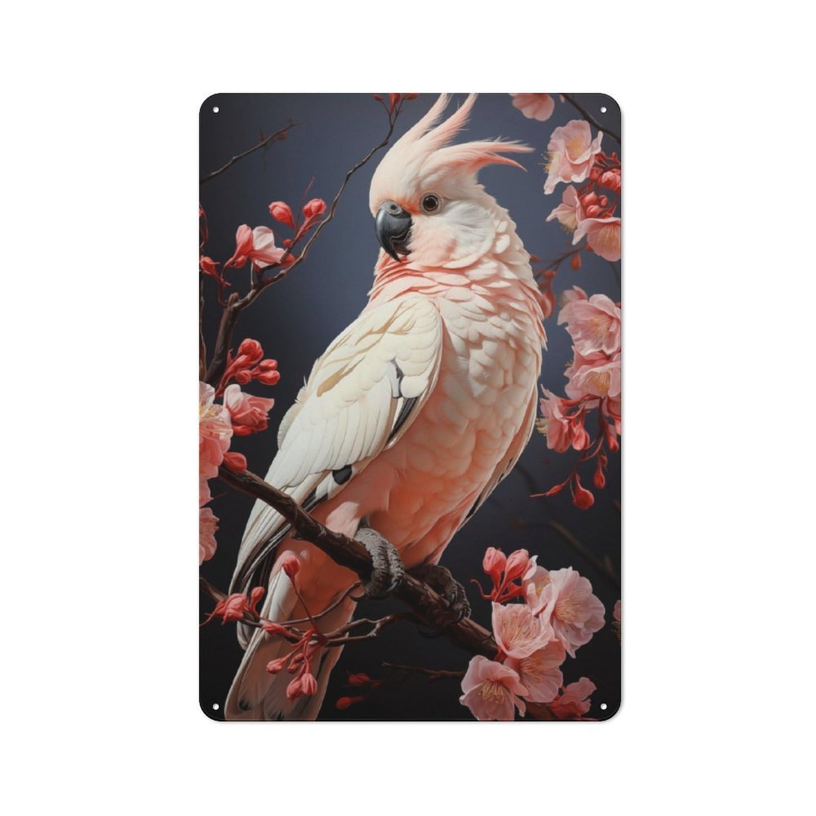 Junmoney Cockatoo Parrot Metal Plaque 30X20cm With For Hallway Wall, Retro Decor, For Wall Display Collectors