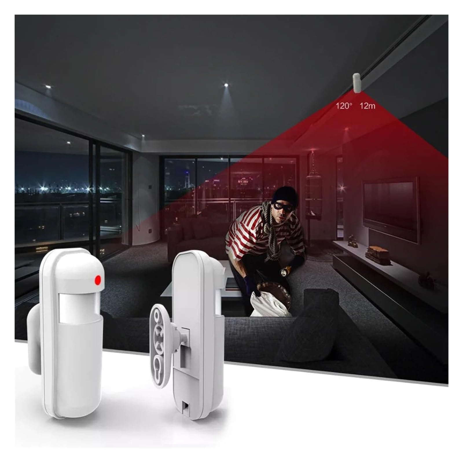 Detektor gazu, Detektor podczerwieni Wewnętrzny czujnik ruchu Bezprzewodowy do inteligentnego systemu alarmowego WIFI(4pcs)