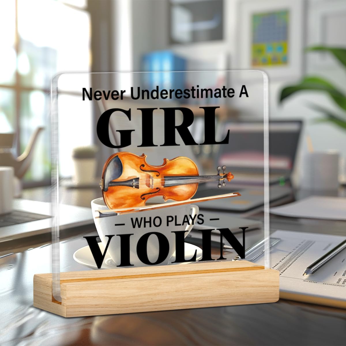 Violin Player Gifts for Women Young Violin Player Lover, Violinist Gifts for Girl Music Teacher Musician, Acrylic Plaque Sign Home Office Decor