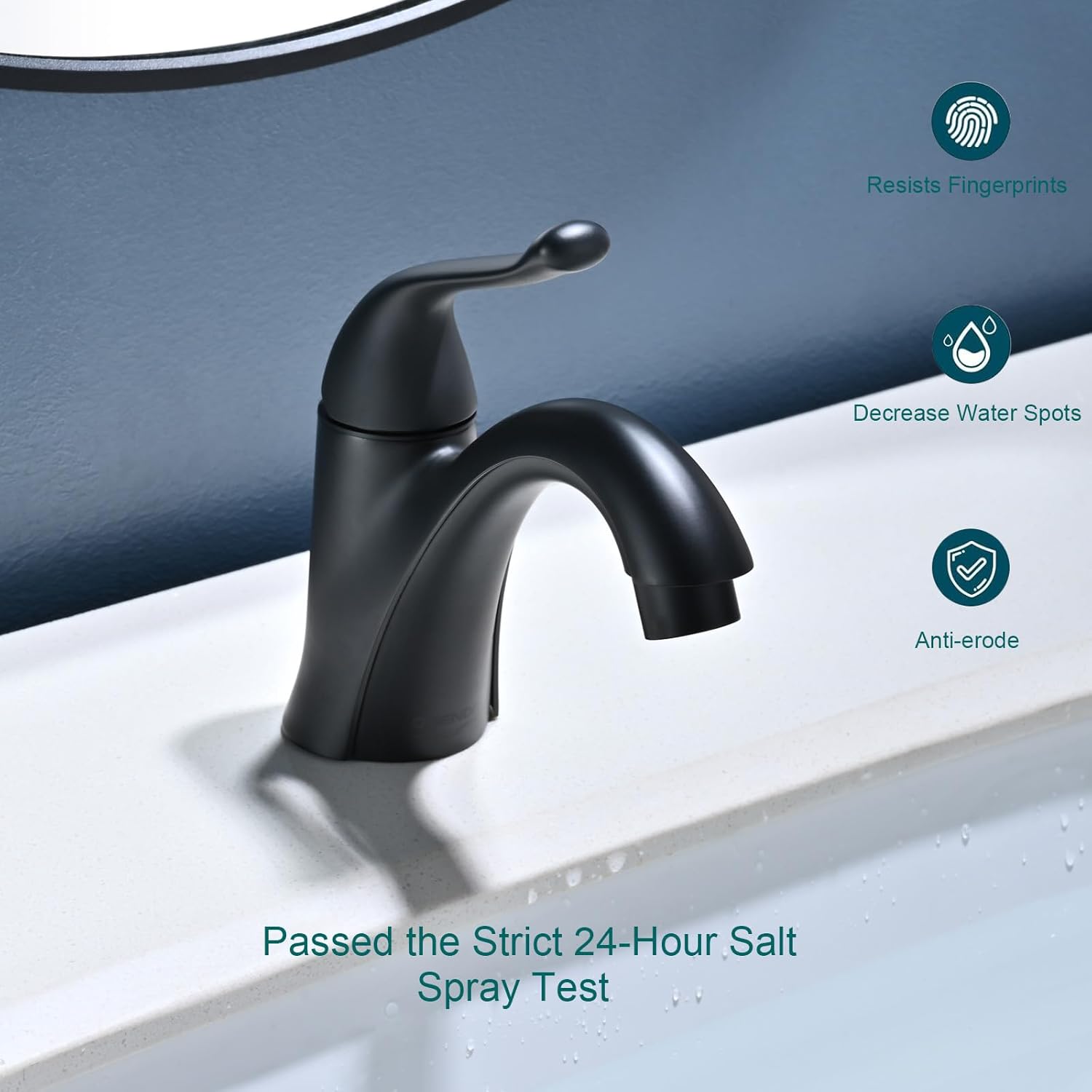 Matte Black Bathroom Faucet 1 Hole Brass Single Hole Handle Bathroom Faucets for Sink RV Vanity Faucet with Pop-up Drain and Flexible Hoses, Made of Heavy-Duty Thickened Brass and Metal (Black) - Image 2