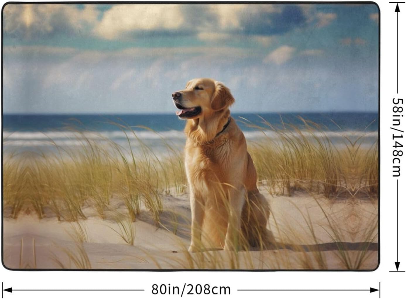 Flannel Non-Slip (Golden Retriever) Rug Pad 80×50in Soft Washable Protective for Hardwood Floors Bedroom Bathroom Living Room