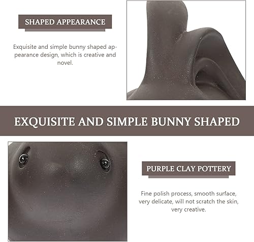 Miniatura 5 de 2 piezas de lindo té mascota conejo estatuilla Zisha té mascota adorno chino Kung Fu suministros de té lindo conejito escultura bandeja de té
