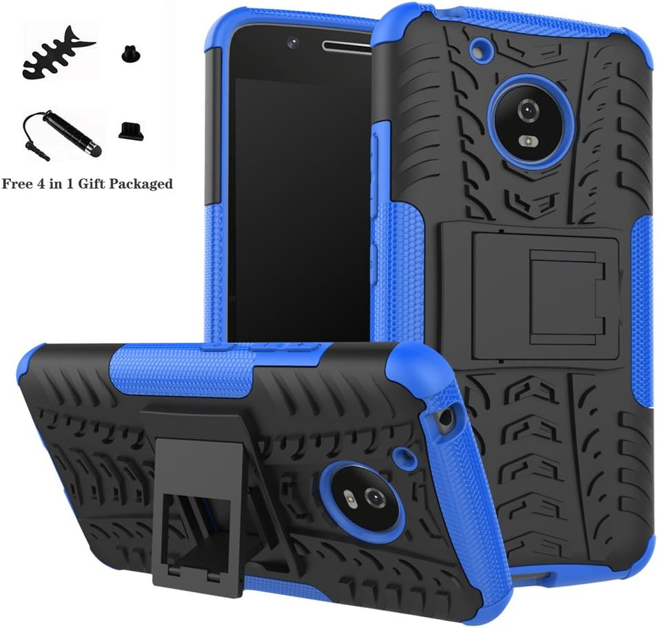 LiuShan Moto G5 Funda, Heavy Duty Silicona Híbrida Rugged Armor Soporte Cáscara de Cubierta Protectora de Doble Capa Caso para Motorola Moto G5 Smartphone,Azul
