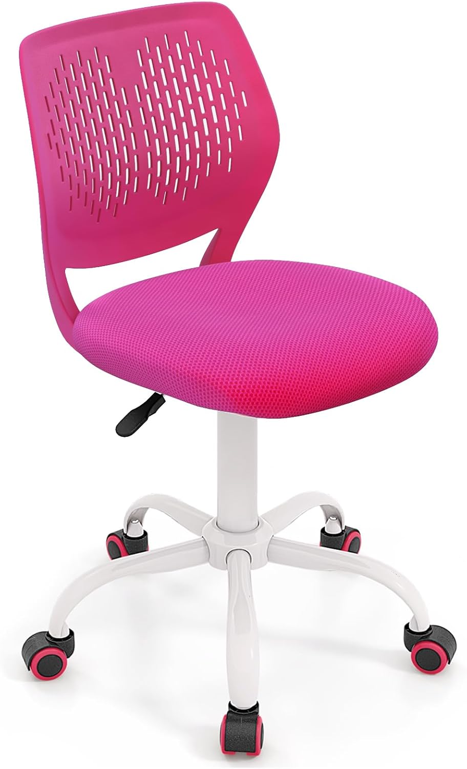 POWERSTONE Small Desk Chair with Wheels Home Office Chair Mid Back Armless Computer Task Chair Adjustable Swivel Rolling Chair for Small Space Pink