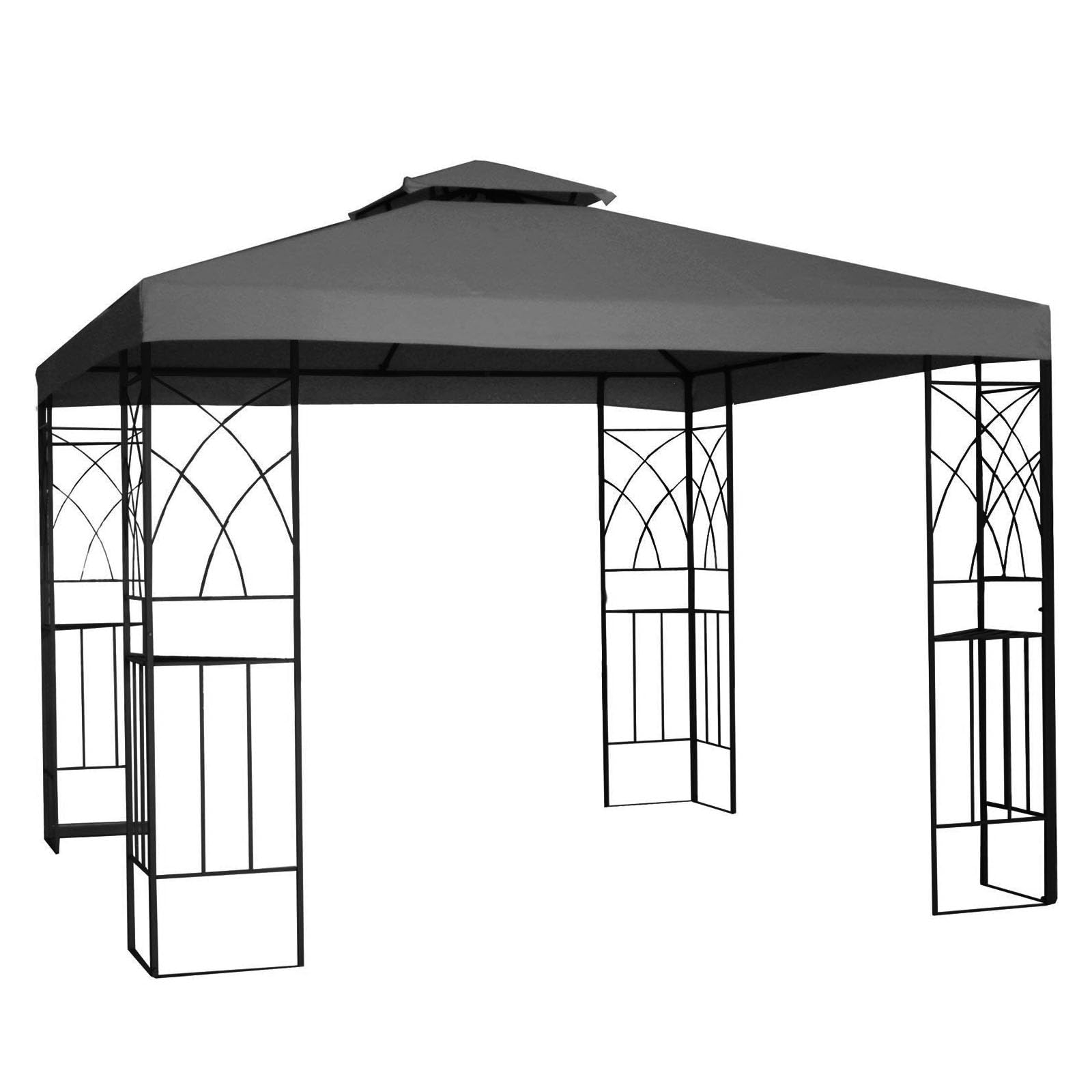 Green Bay 3x3m Anthracite Gazebo 2 Tier Canopy Replacement Top Cover Only | with Air Vent Spare Part,UV Resistant,for BBQ Shelter Outdoor Garden Party-image-25