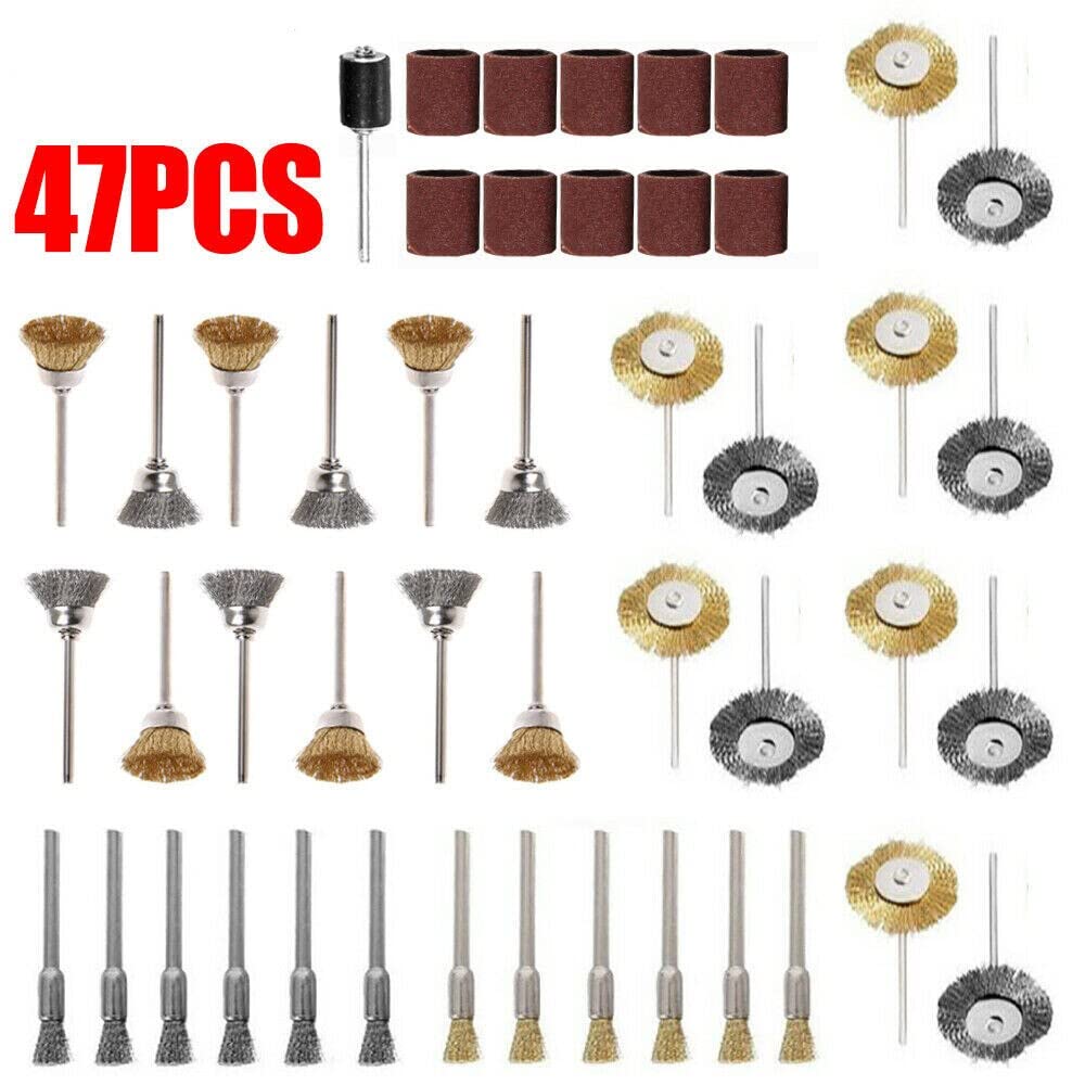 Szczotka druciana T-Shaped Brass Wire Brushes, for Drills Set,47pcs Rotary Steel Polishing Cup Tool Removal Cleaning Tools Accessories