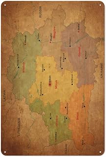 Map of Belarus Tin Sign,Wall Hanging Picture Home Poster Decoration Retro Signs 30x20cm