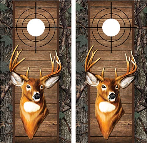Miller Graphics Buck Deer #2 Camo Wood Cross Heirs Laminated Cornhole Board Decal Wrap Wraps #TOP16