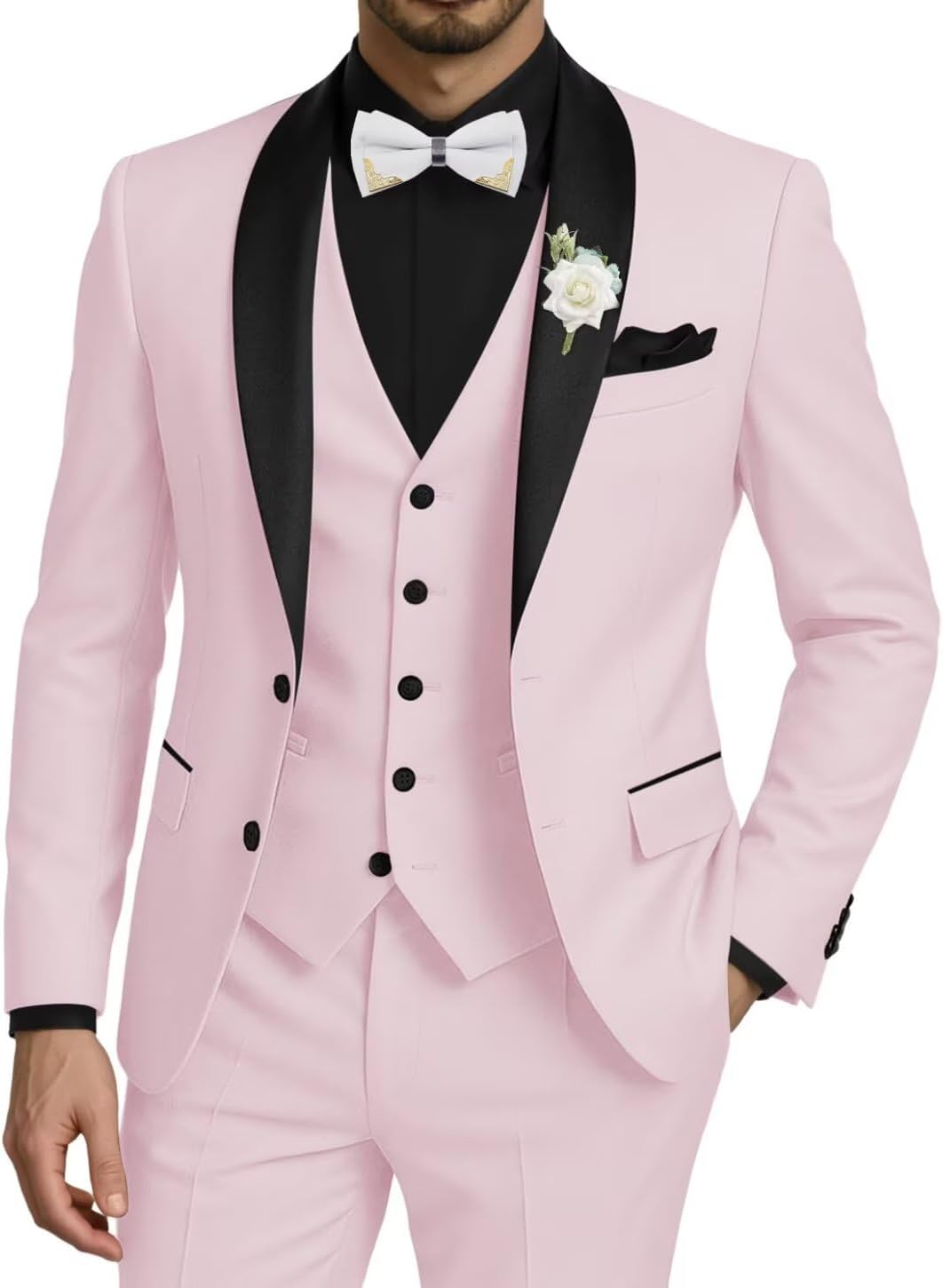 Suits for Men Slim Fit 3 Piece Mens Suits Blazer Vest Pants Set Formal Suit Wedding Prom Party Business