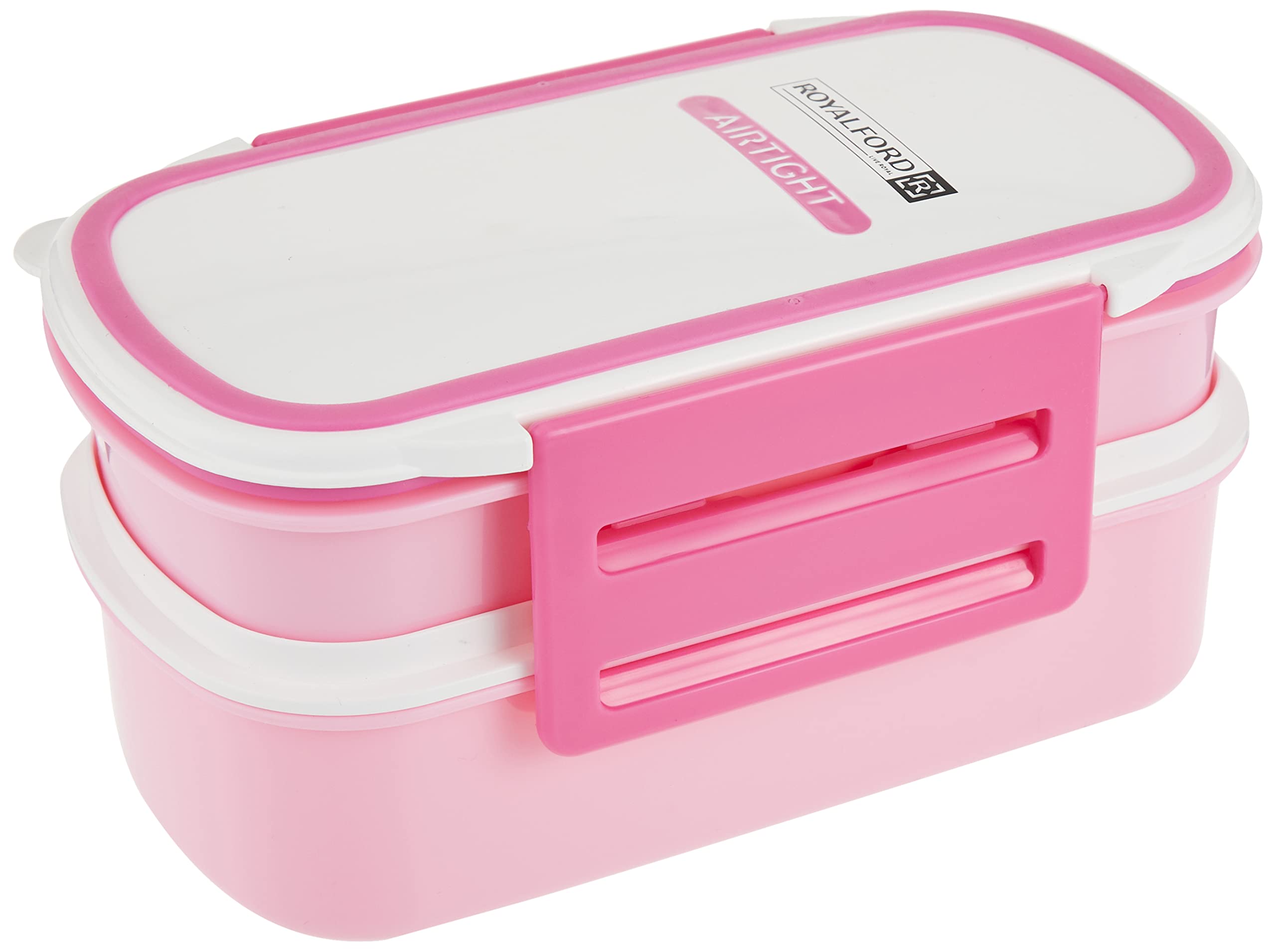 Royalford Double Layer Air Tight Lunch Box – 2 Compartment Leak-Proof & Airtight Lid Rectangular Food Container – Durable, Non-Toxic – Freezer & Dishwasher Safe