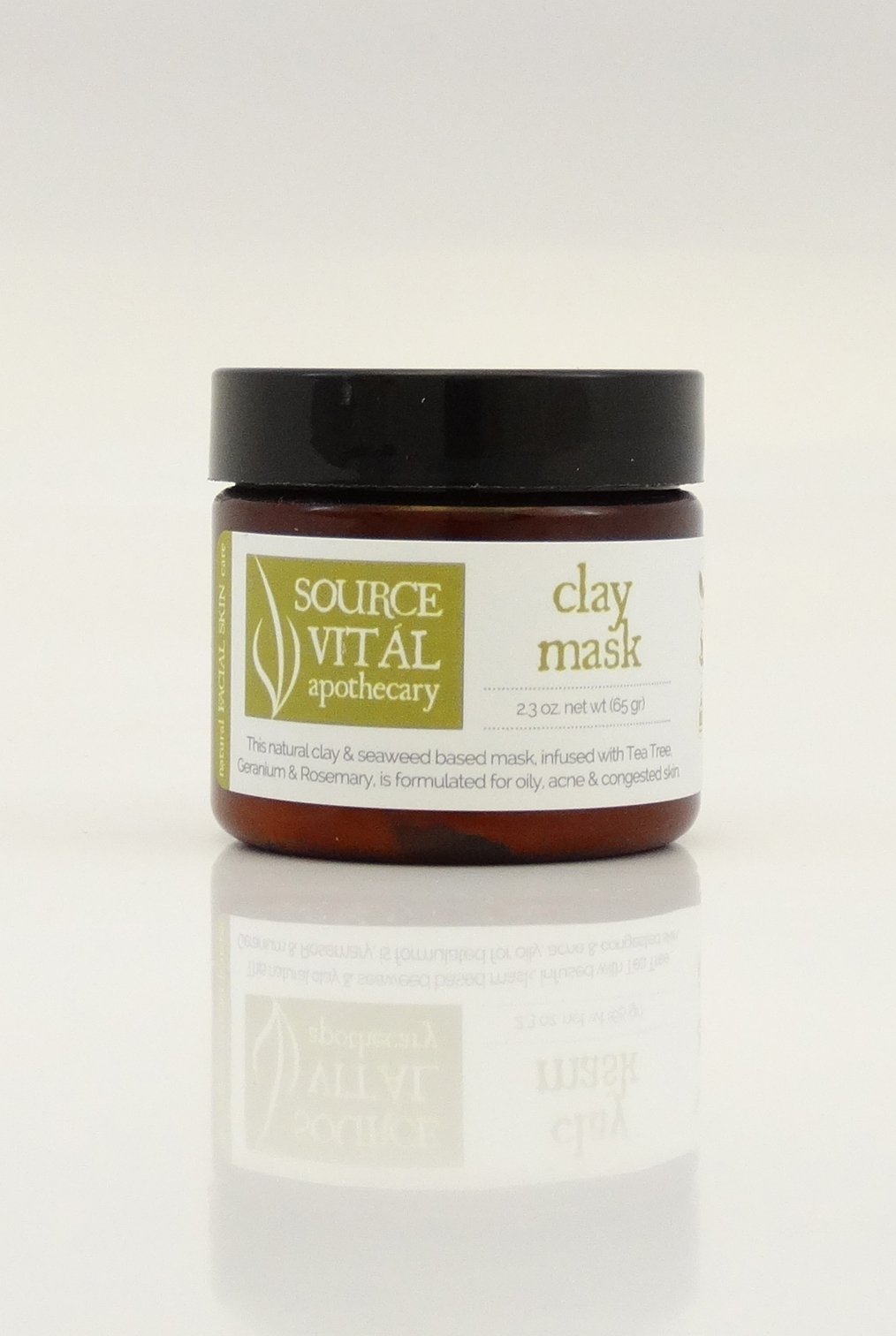 Charcoal Clay Mask by Source Vitál Apothecary | Spa Quality Face Mask for Deep Pore Cleansing Oily & Acne Skin | Purifies & Exfoliates with French Green Clay and Activated Charcoal | 2.2 oz. net wt.