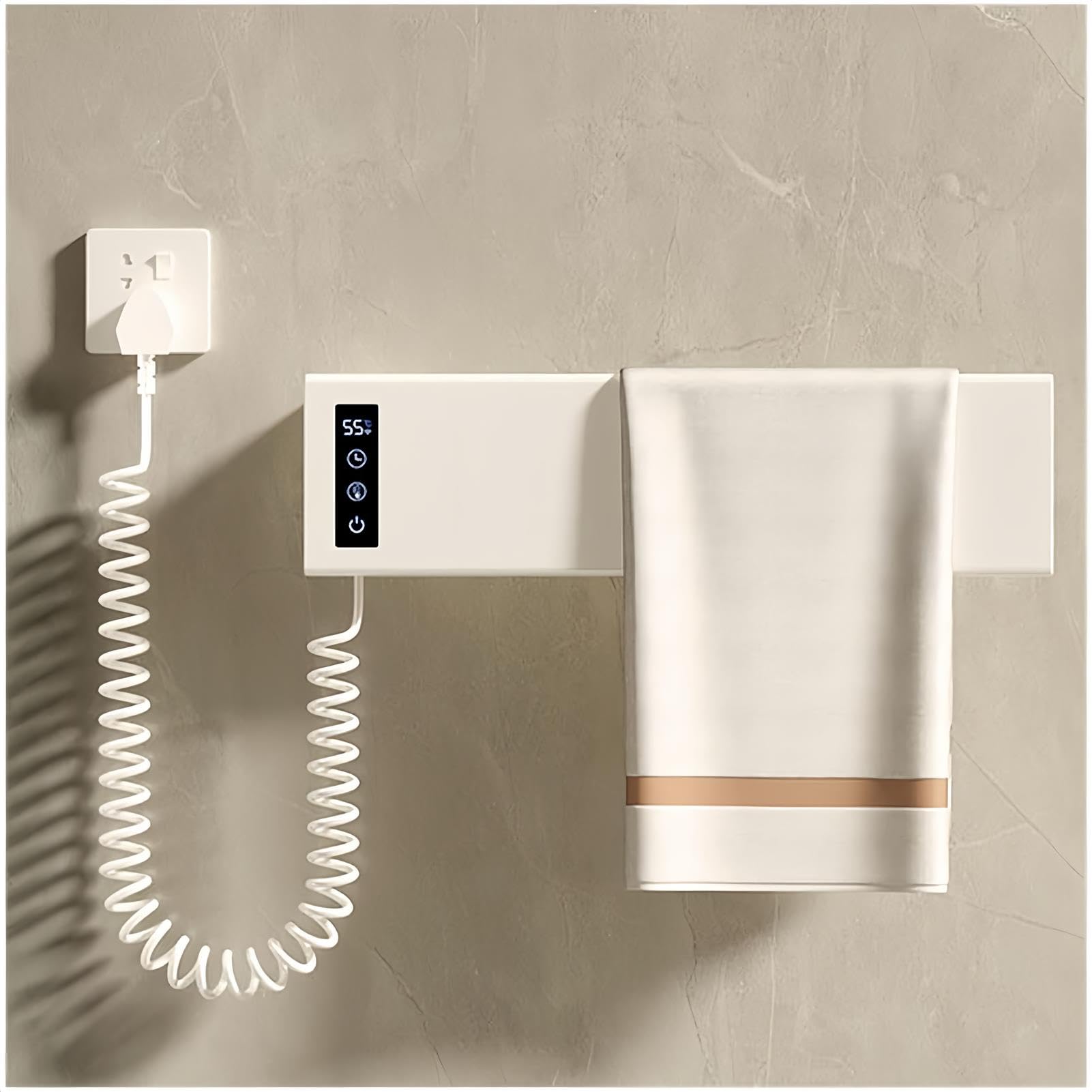 Toallero eléctrico de pared LED con temperatura regulable de 40 a 65 grados para baño