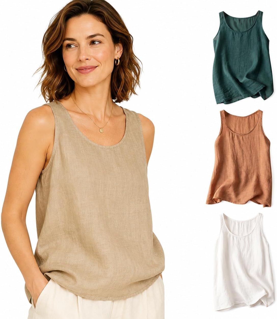 Women Cotton Linen Tank Tops O Neck Loose Causal Sleeveless Summer Shirts Lightweight Gauze Tees Camisole 2026