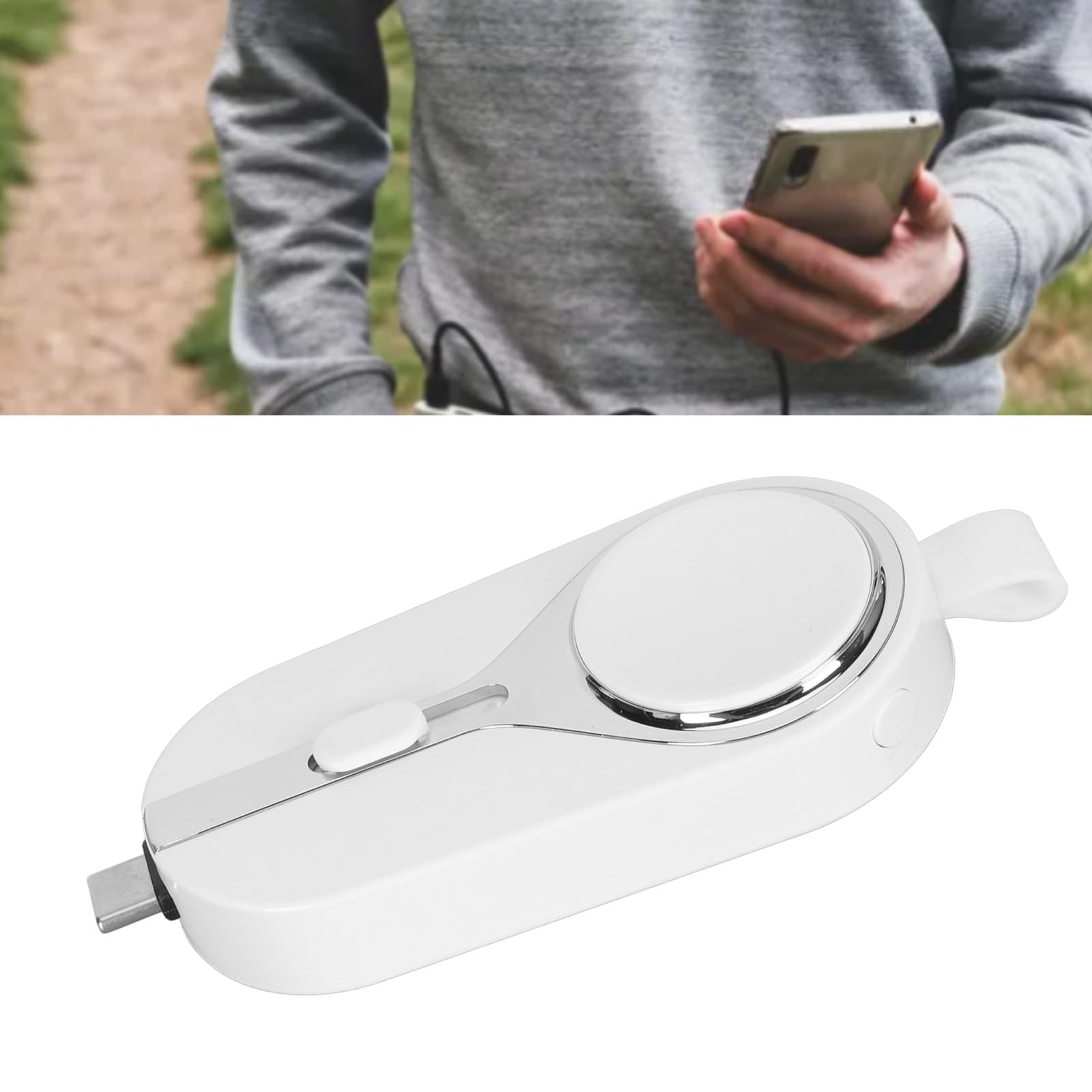 Mini Banque d'alimentation d'urgence Portable 2 en 1, Chargeur de Porte-clés Léger de 2000 MAh pour Montre iOS, Compact et Facile à Transporter pour Le Chargeur de Porte-clés de Voyage
