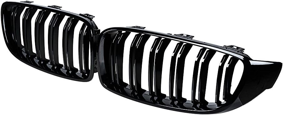 Astra Depot Dual Line Kidney Grille Compatible with 2014-2020 BMW F32 F33 F36 4-Series F82 F83 M4 F80 M3 (Glossy Black)