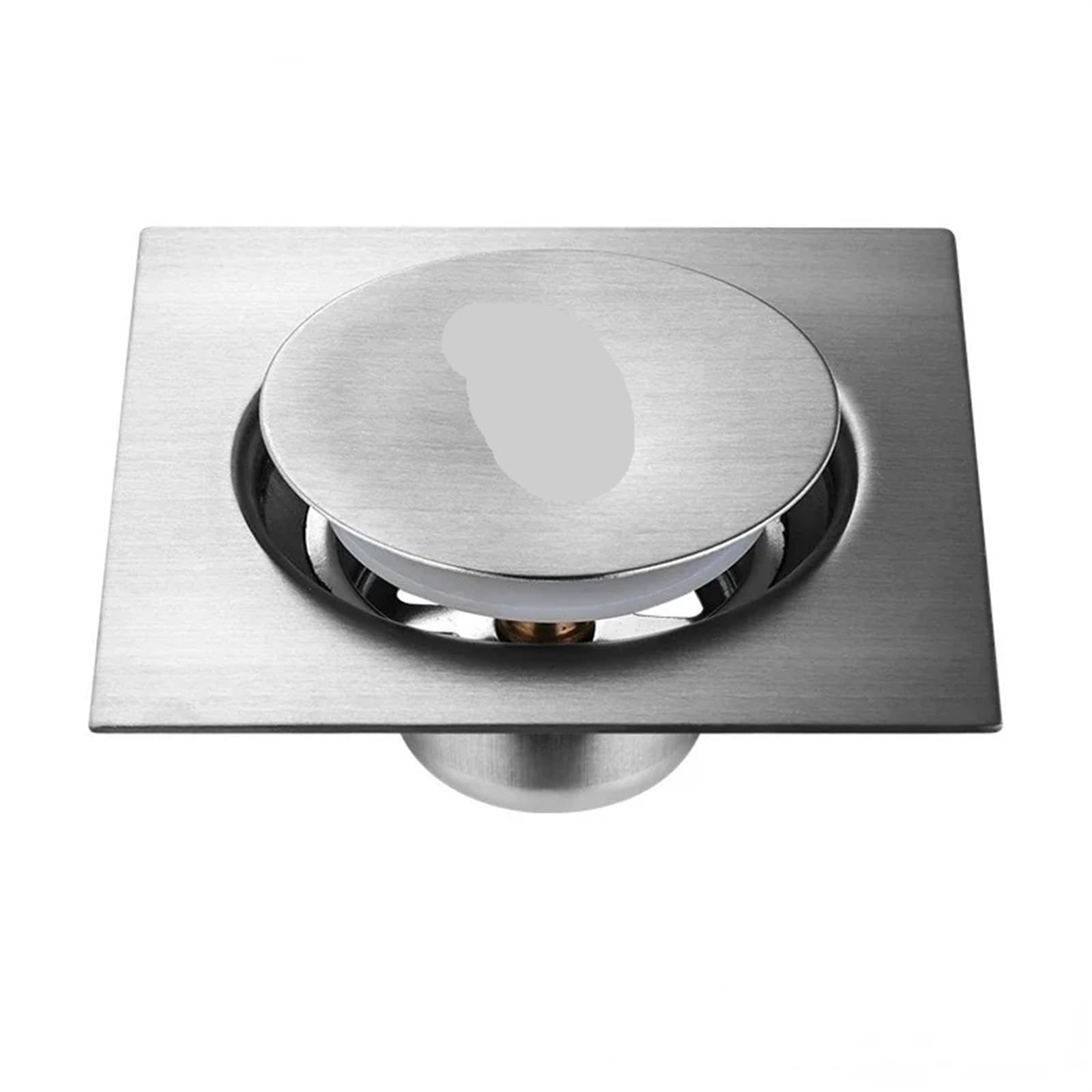 Floor Drain Shower Stainless Steel Hotel Easy Clean Bathroom Bouncing Durable Waste Cover Floor Drain Deodorant Silver Pedal Type Square for Hair Waste Bathroom(15x15cm)