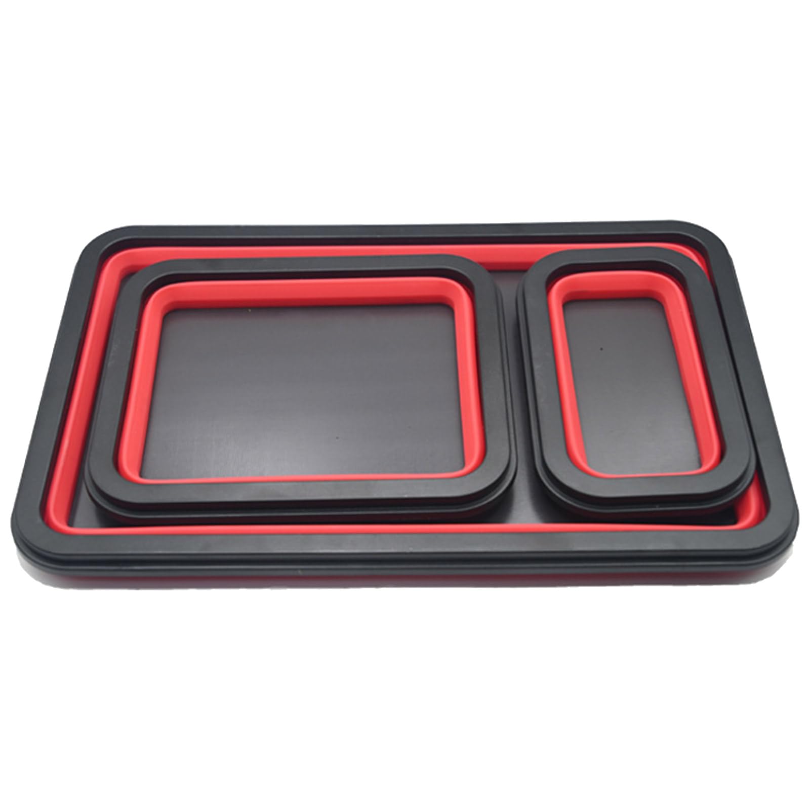 Bandejas plegables de soporte de tornillos para carpintería, herramienta de fontanero, organizador de banco de trabajo rectangular de silicona para mecánicos, 3 unidades