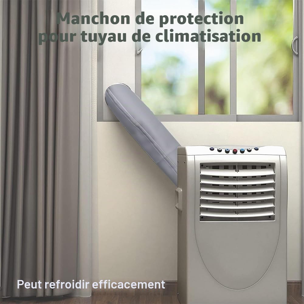 Couvercle de Tuyau de Climatiseur,Manchon de Tuyau de Climatisation Isolé par Protection Solaire,Pliable avec Bande Élastique pour Tuyaux D'échappement de 5" et 5,9" de Diamètre